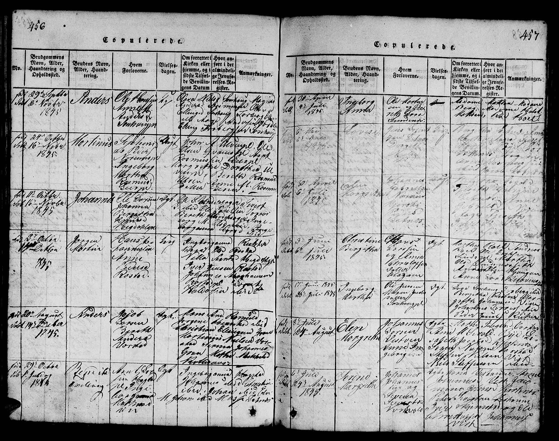 Ministerialprotokoller, klokkerbøker og fødselsregistre - Nord-Trøndelag, SAT/A-1458/730/L0298: Parish register (copy) no. 730C01, 1816-1849, p. 456-457