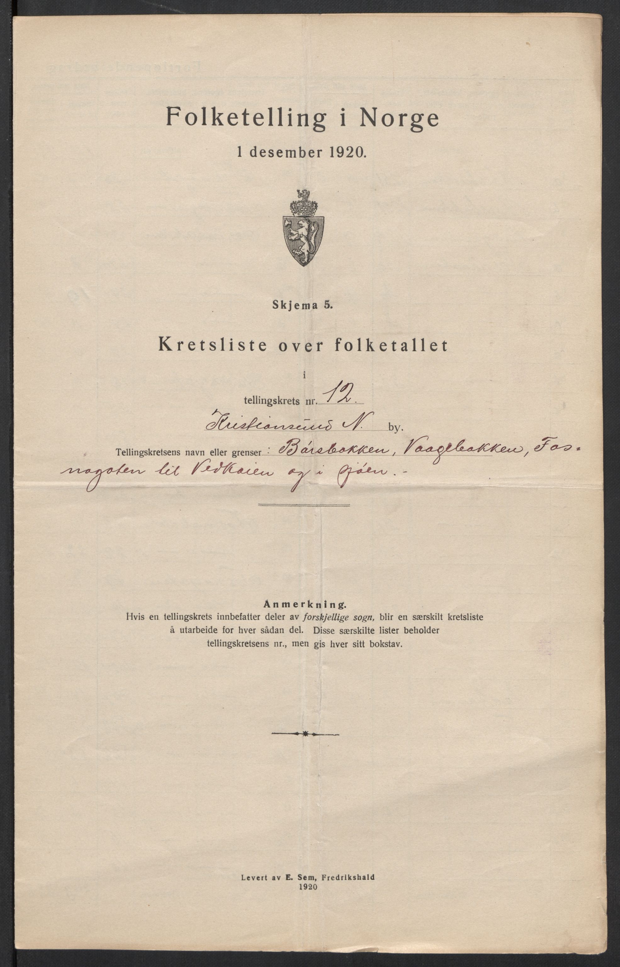 SAT, 1920 census for Kristiansund, 1920, p. 39