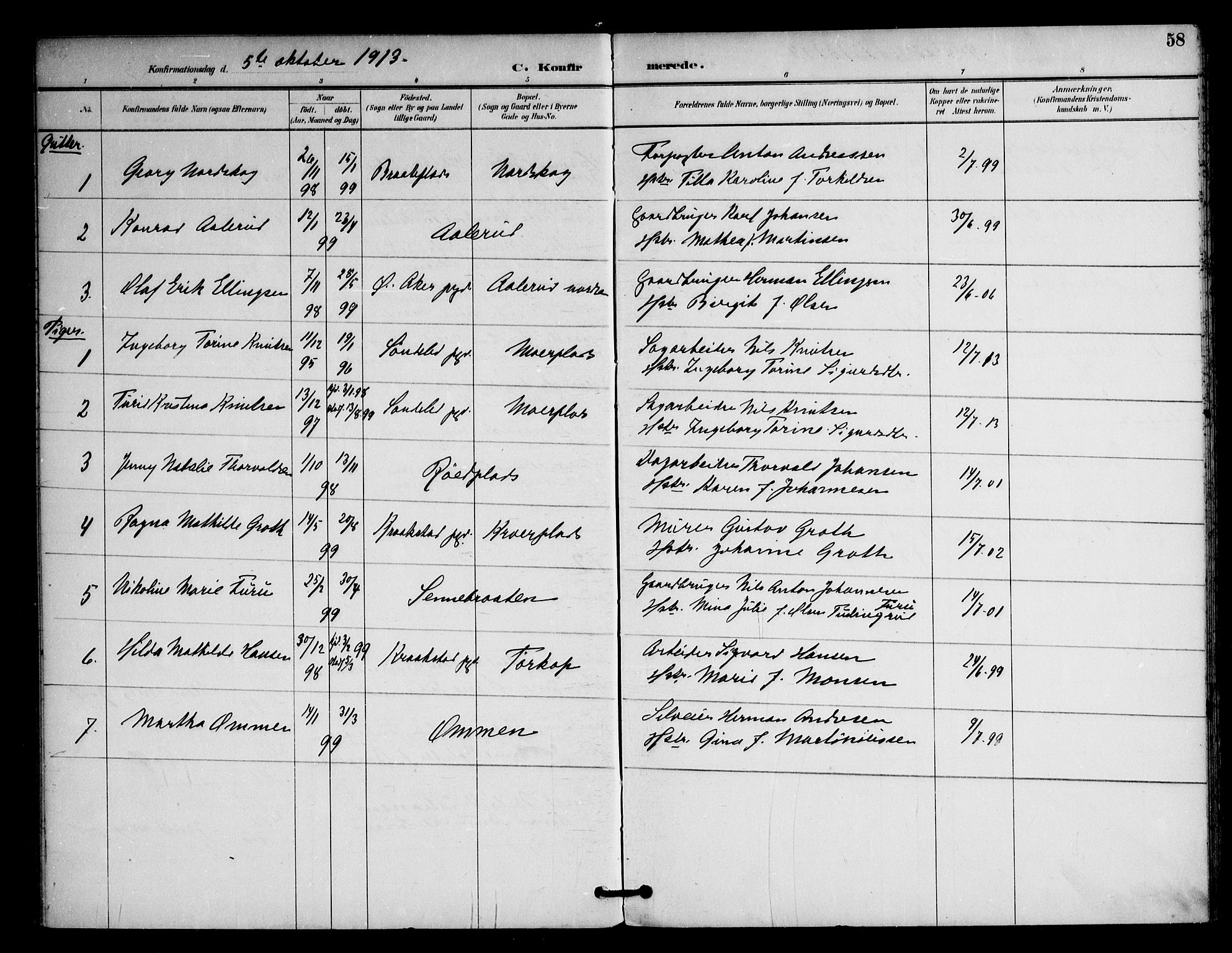 Ås prestekontor Kirkebøker, AV/SAO-A-10894/F/Fc/L0002: Parish register (official) no. III 2, 1892-1924, p. 58