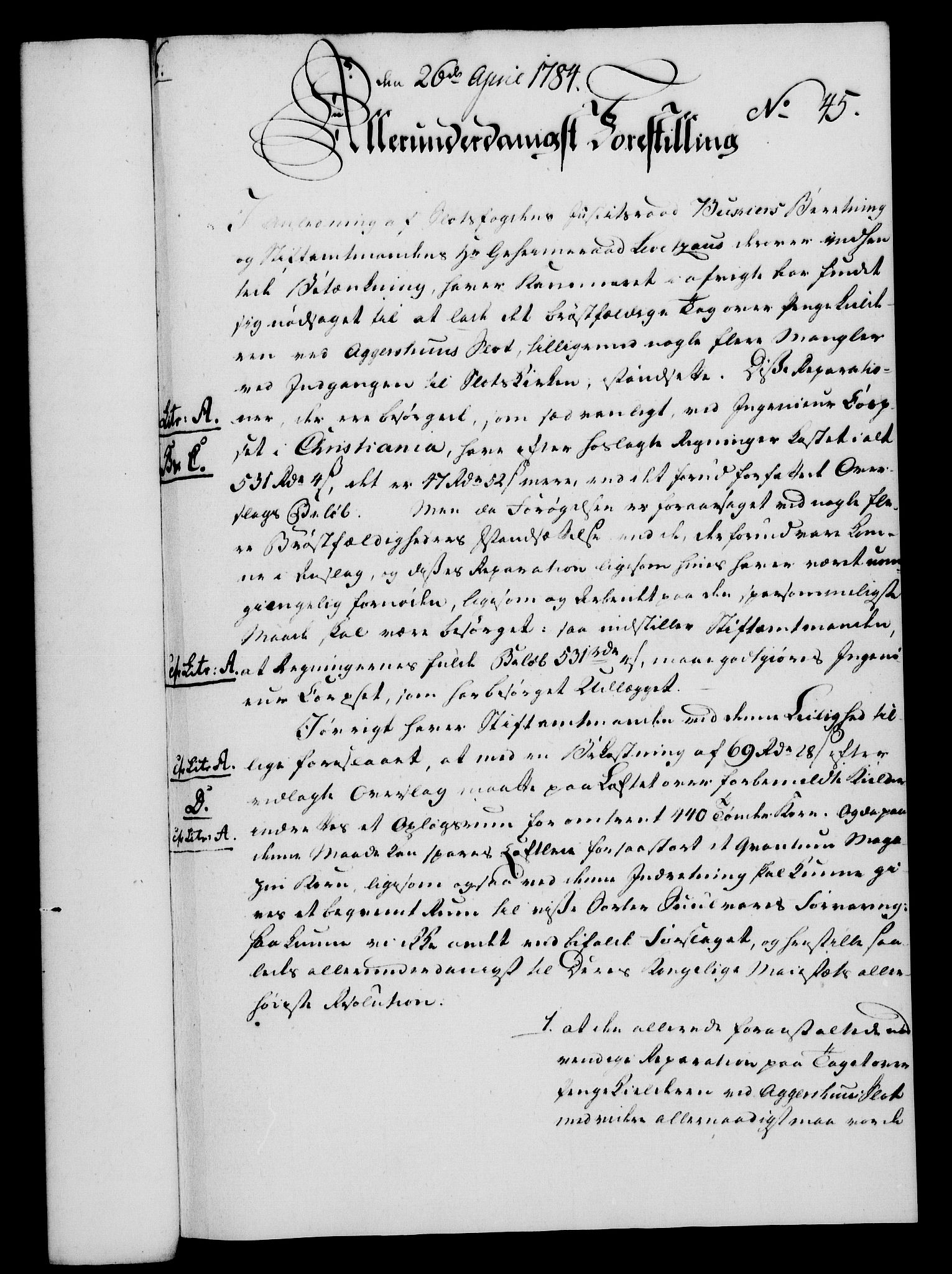 Rentekammeret, Kammerkanselliet, RA/EA-3111/G/Gf/Gfa/L0066: Norsk relasjons- og resolusjonsprotokoll (merket RK 52.66), 1784, p. 375