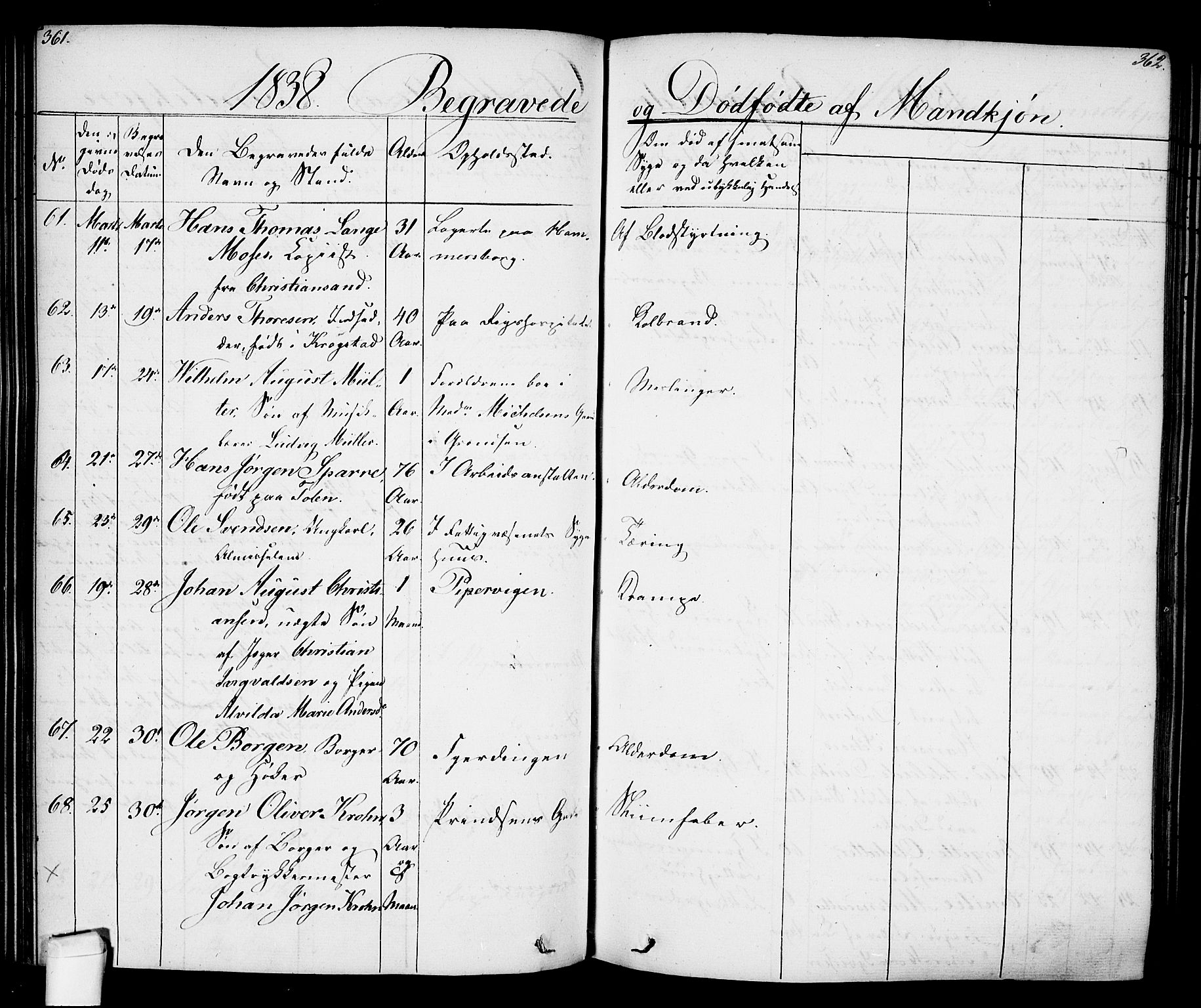 Oslo domkirke Kirkebøker, SAO/A-10752/F/Fa/L0024: Parish register (official) no. 24, 1833-1846, p. 361-362
