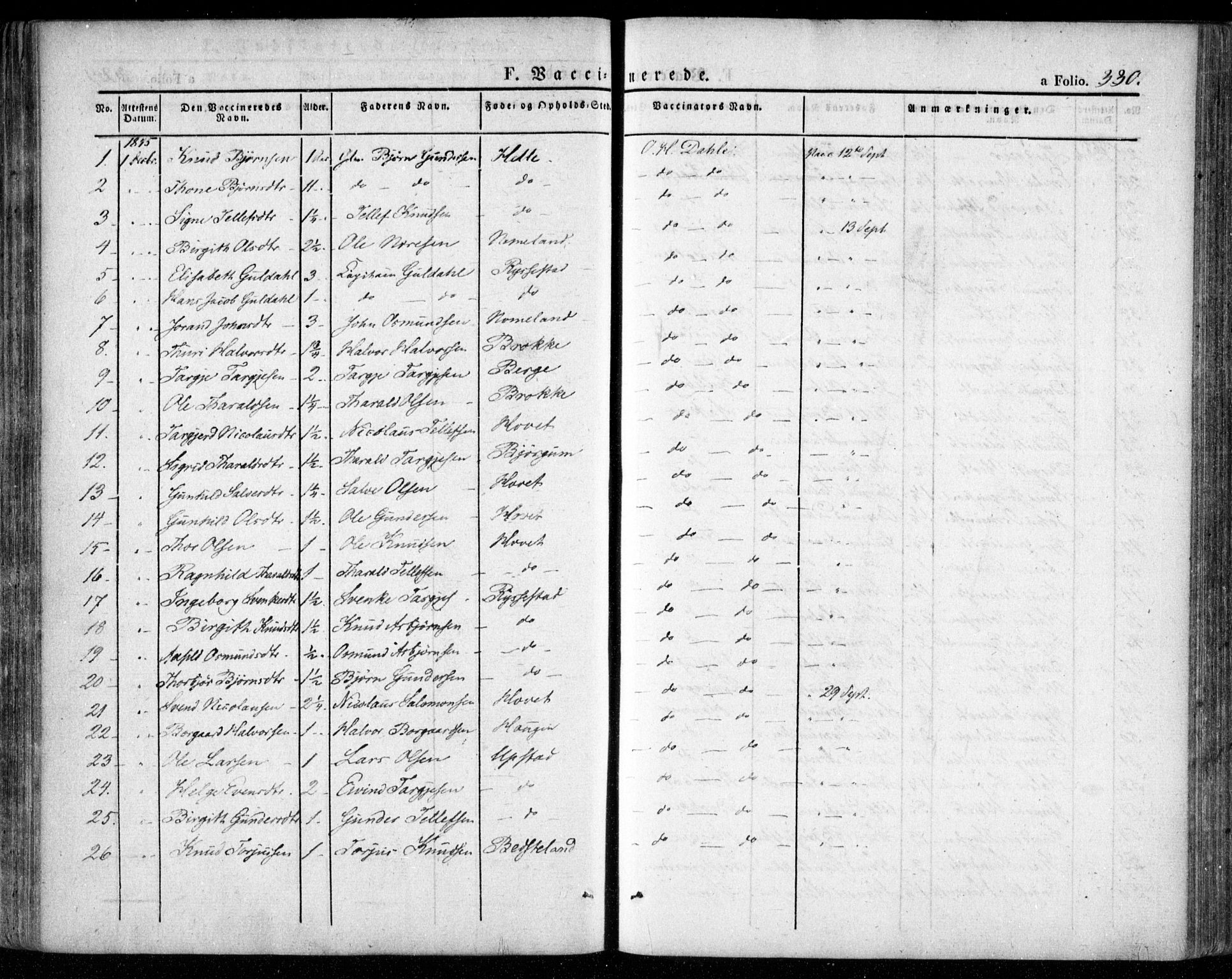 Valle sokneprestkontor, SAK/1111-0044/F/Fa/Fac/L0006: Parish register (official) no. A 6, 1831-1853, p. 330