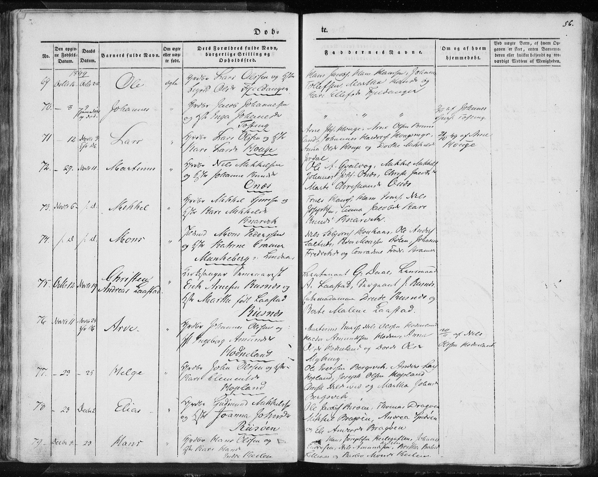 Lindås Sokneprestembete, AV/SAB-A-76701/H/Haa/Haaa/L0010: Parish register (official) no. A 10, 1842-1862, p. 56