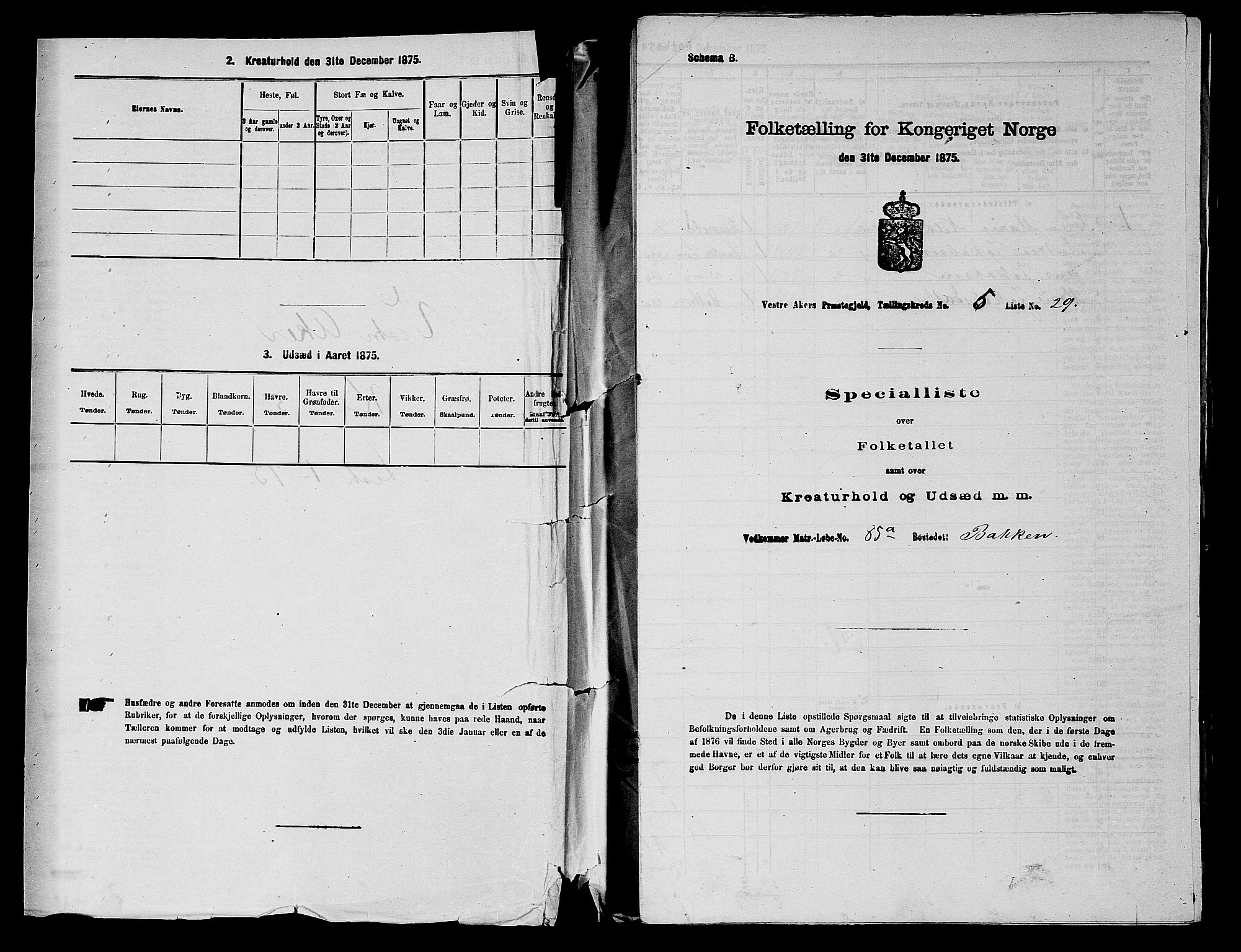 RA, 1875 census for 0218aP Vestre Aker, 1875, p. 866