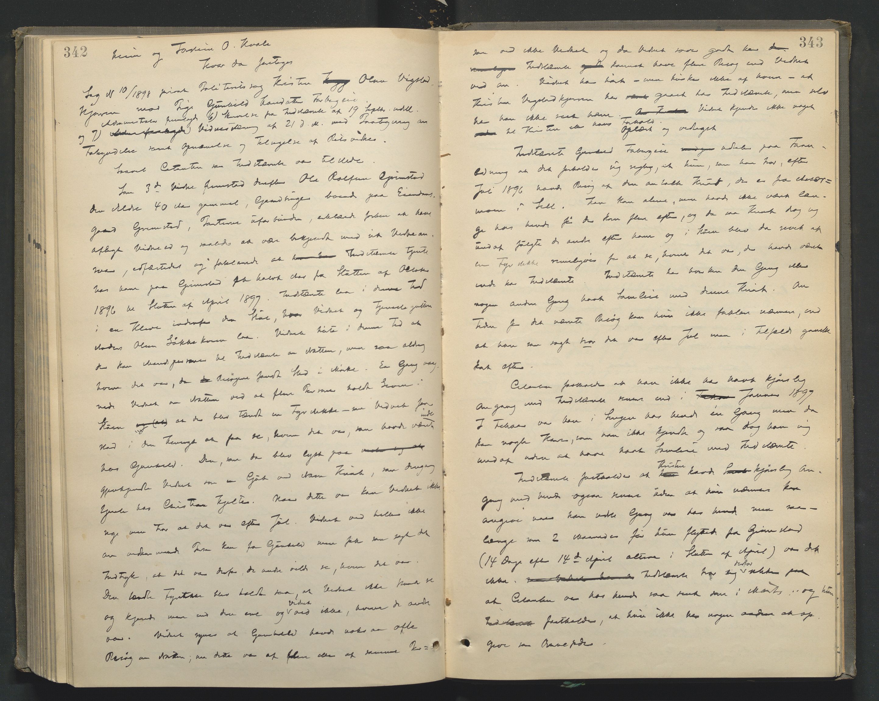 Nord-Gudbrandsdal tingrett, AV/SAH-TING-002/G/Gc/Gcb/L0005: Ekstrarettsprotokoll for åstedssaker, 1889-1900, p. 342-343