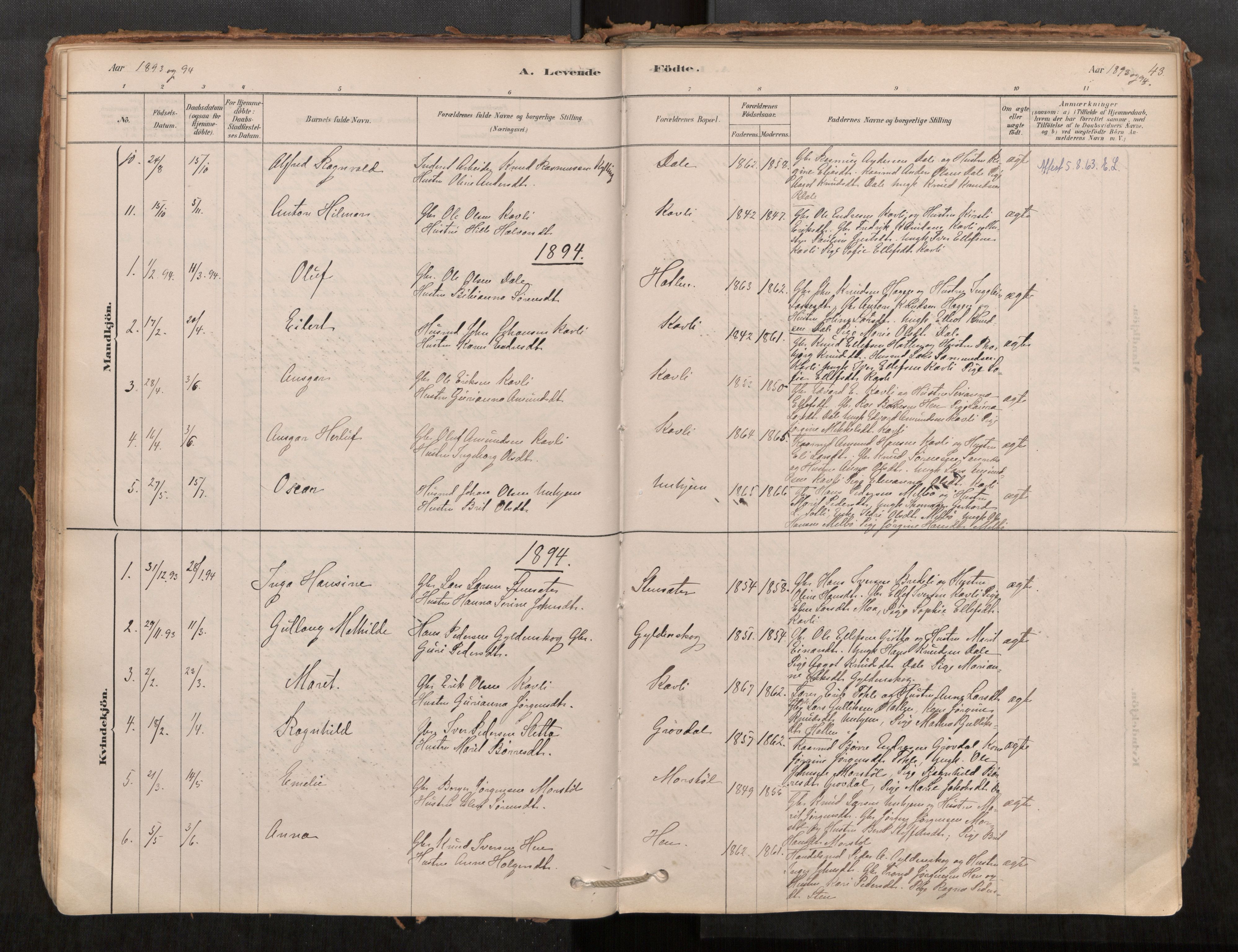 Ministerialprotokoller, klokkerbøker og fødselsregistre - Møre og Romsdal, SAT/A-1454/545/L0594: Parish register (official) no. 545A03, 1878-1920, p. 43
