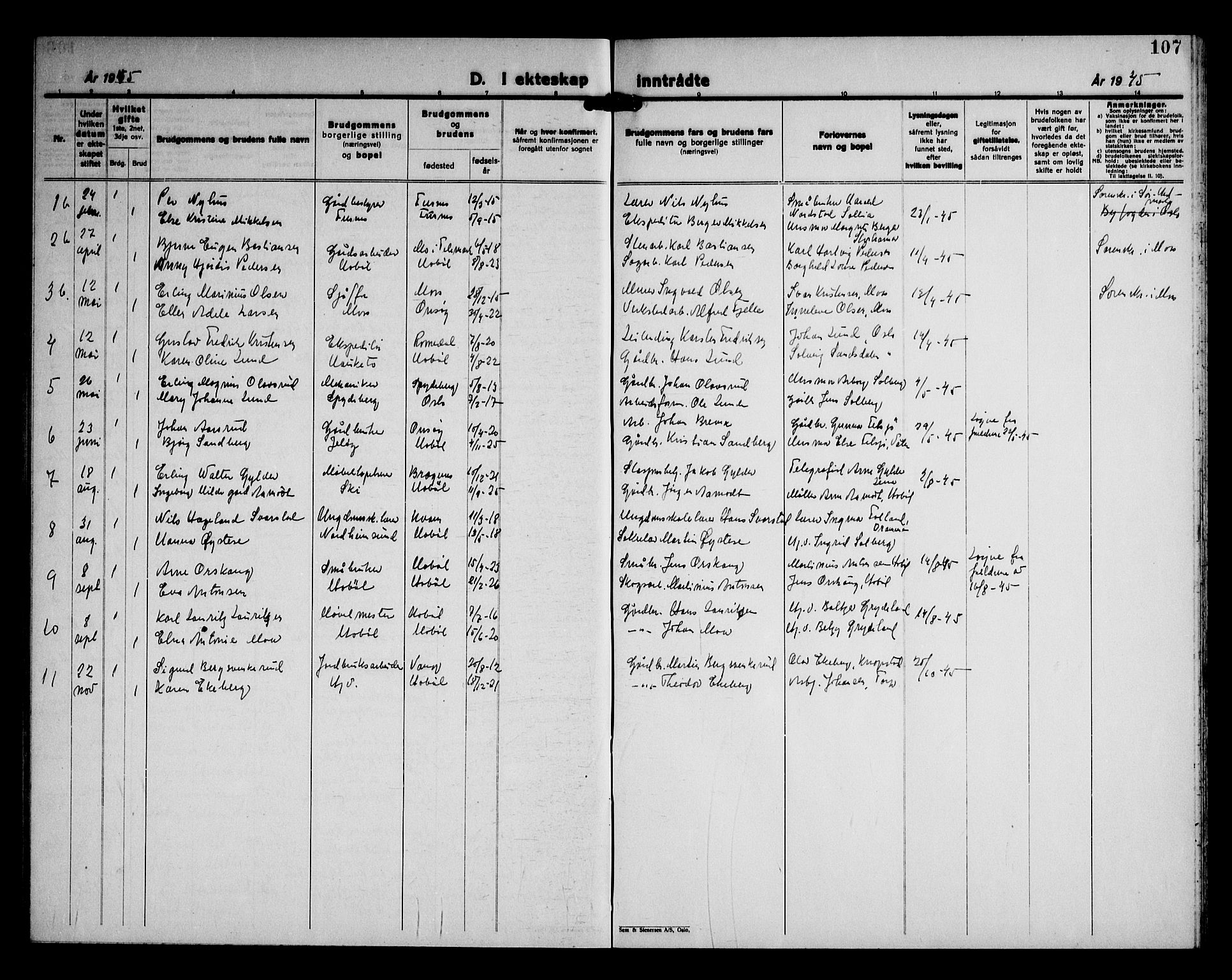 Hobøl prestekontor Kirkebøker, AV/SAO-A-2002/G/Gb/L0002: Parish register (copy) no. II 2, 1928-1945, p. 107