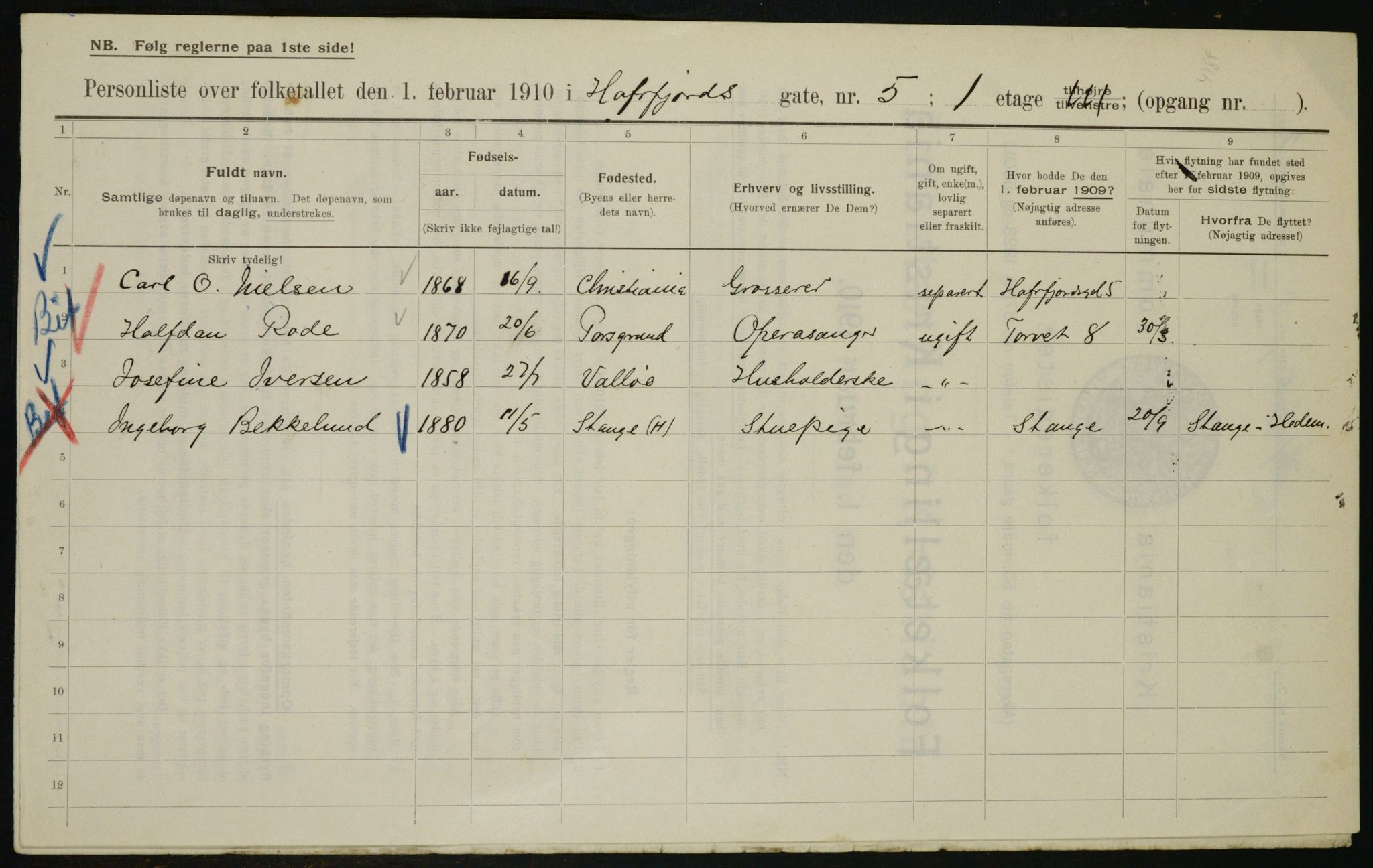 OBA, Municipal Census 1910 for Kristiania, 1910, p. 31921