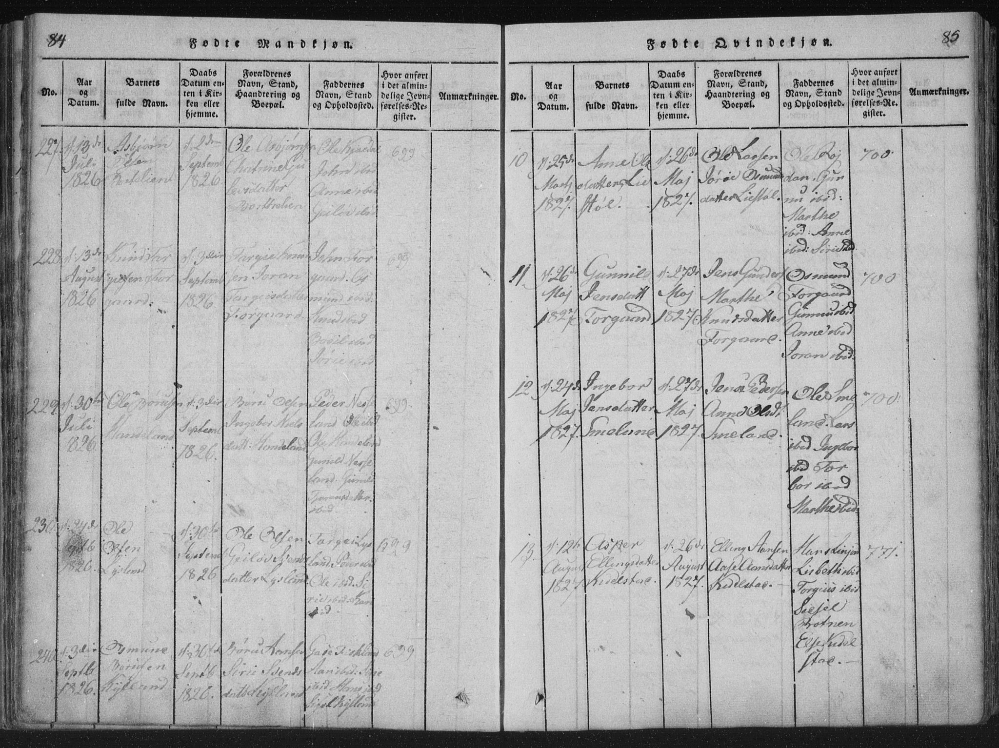 Åseral sokneprestkontor, SAK/1111-0051/F/Fa/L0001: Parish register (official) no. A 1, 1815-1853, p. 84-85