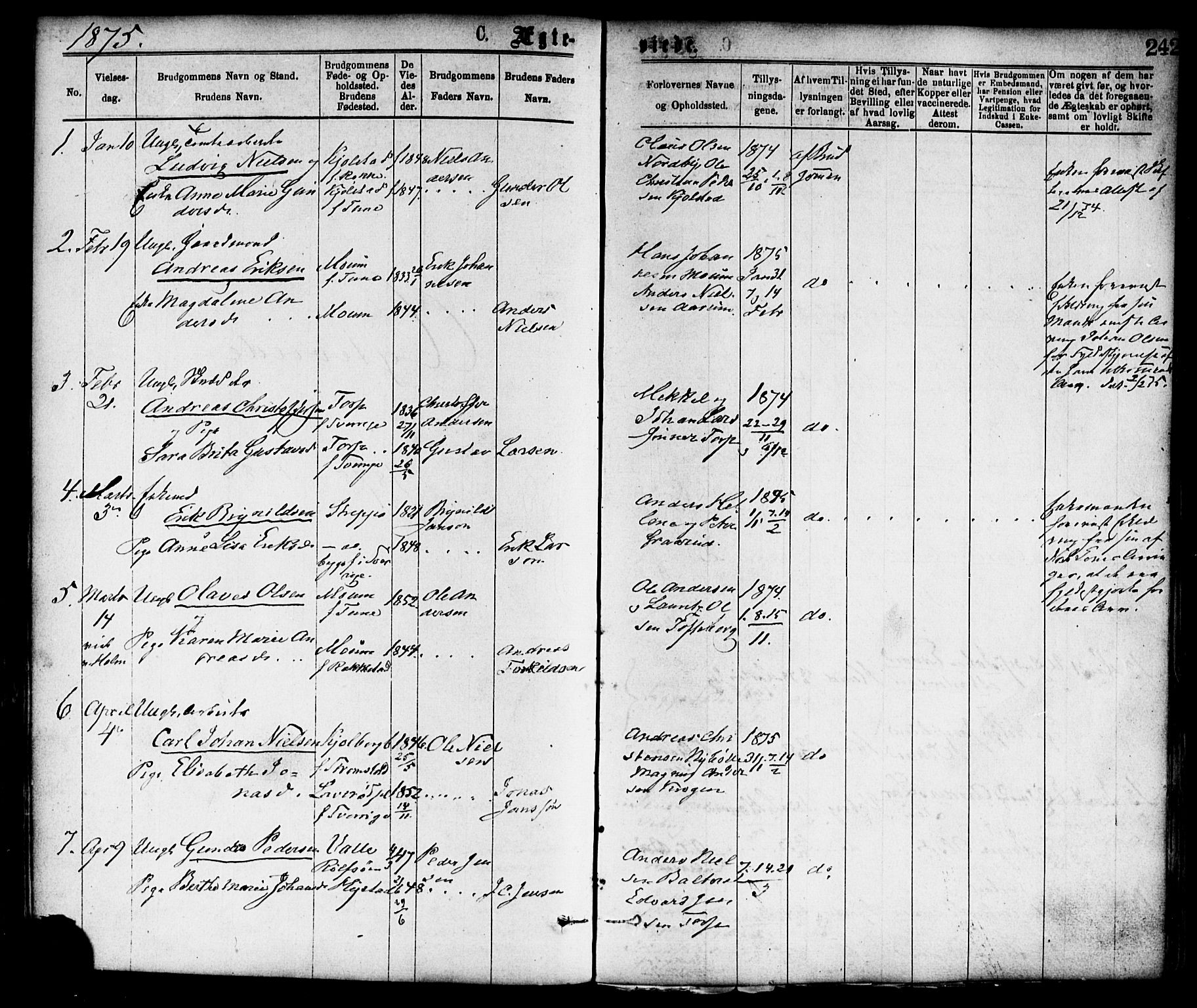 Borge prestekontor Kirkebøker, SAO/A-10903/F/Fa/L0007: Parish register (official) no. I 7, 1875-1886, p. 242
