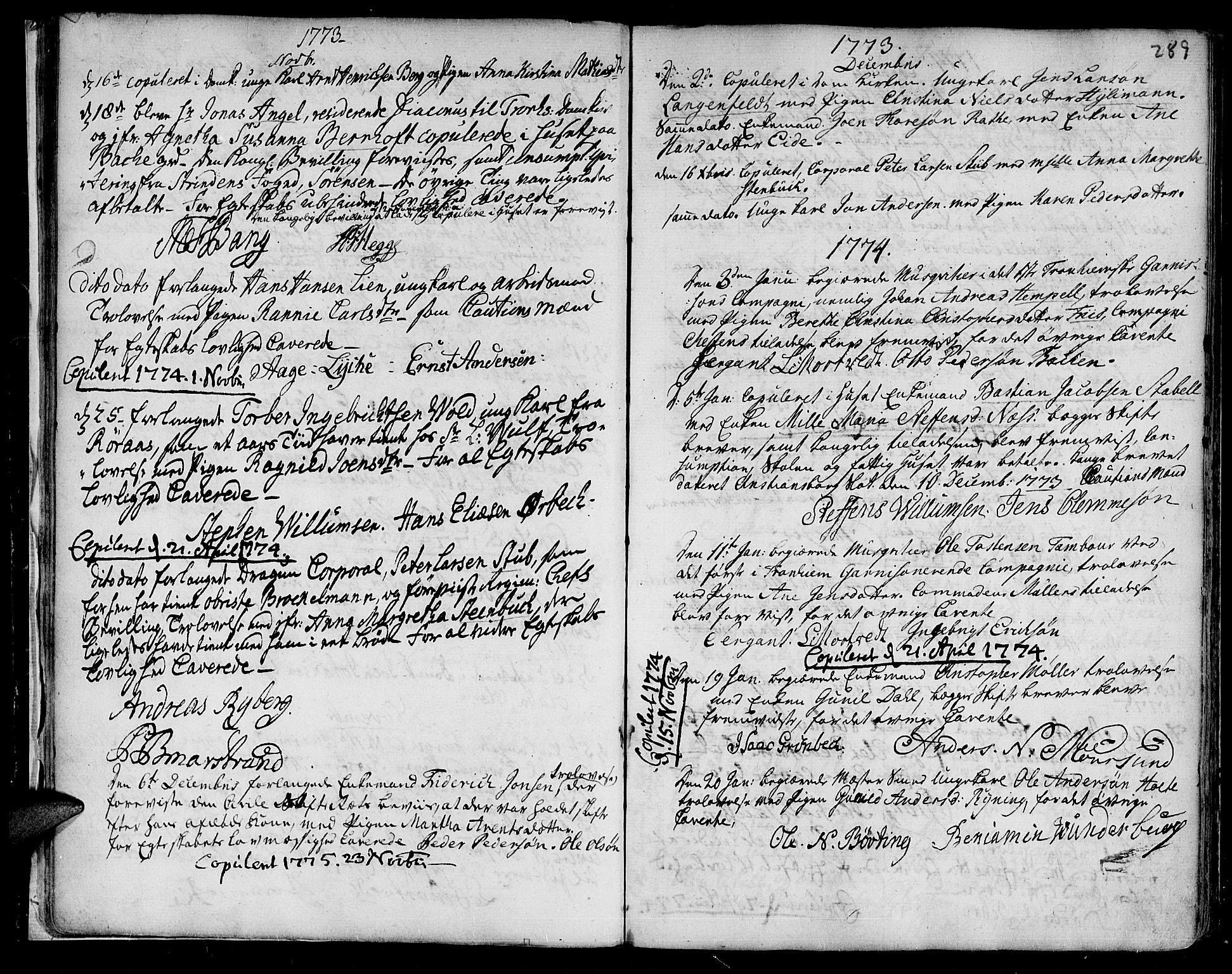 Ministerialprotokoller, klokkerbøker og fødselsregistre - Sør-Trøndelag, SAT/A-1456/601/L0038: Parish register (official) no. 601A06, 1766-1877, p. 289