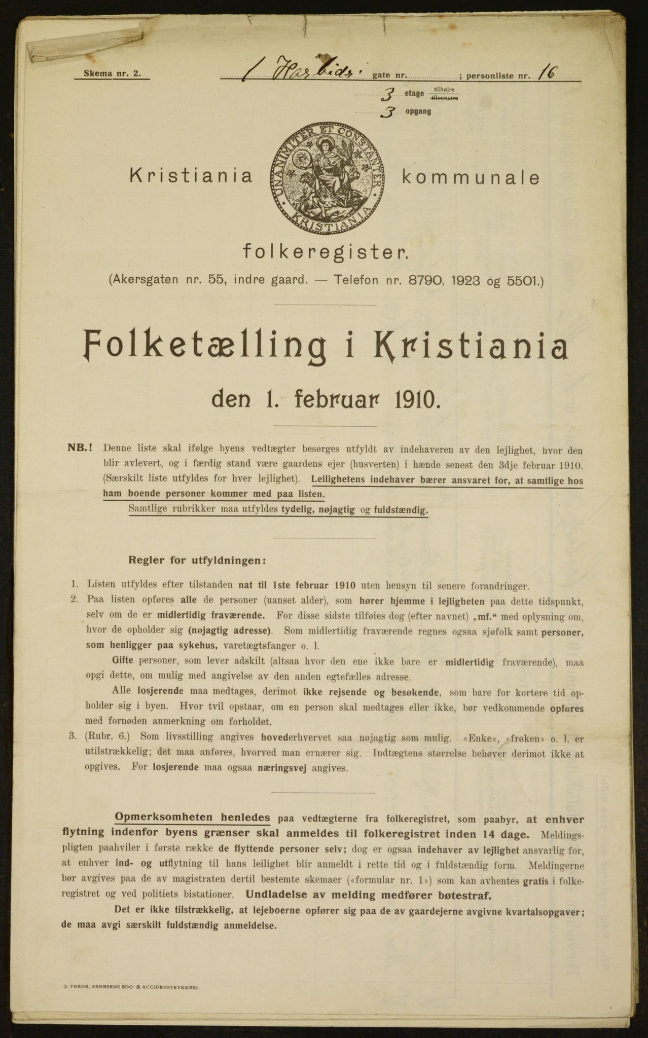 OBA, Municipal Census 1910 for Kristiania, 1910, p. 32886