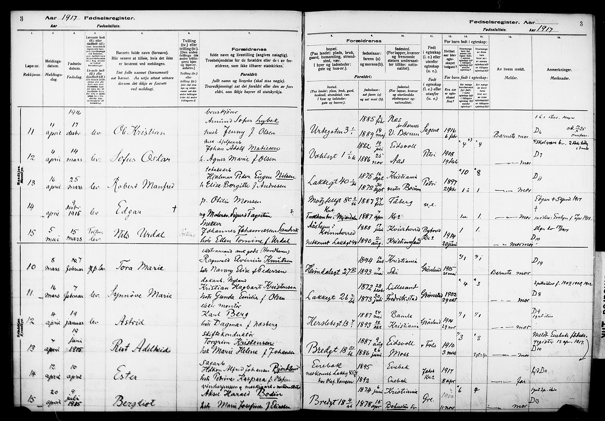 Wexel prestekontor Kirkebøker, AV/SAO-A-10879/J/L0001: Birth register no. 1, 1916-1930, p. 3