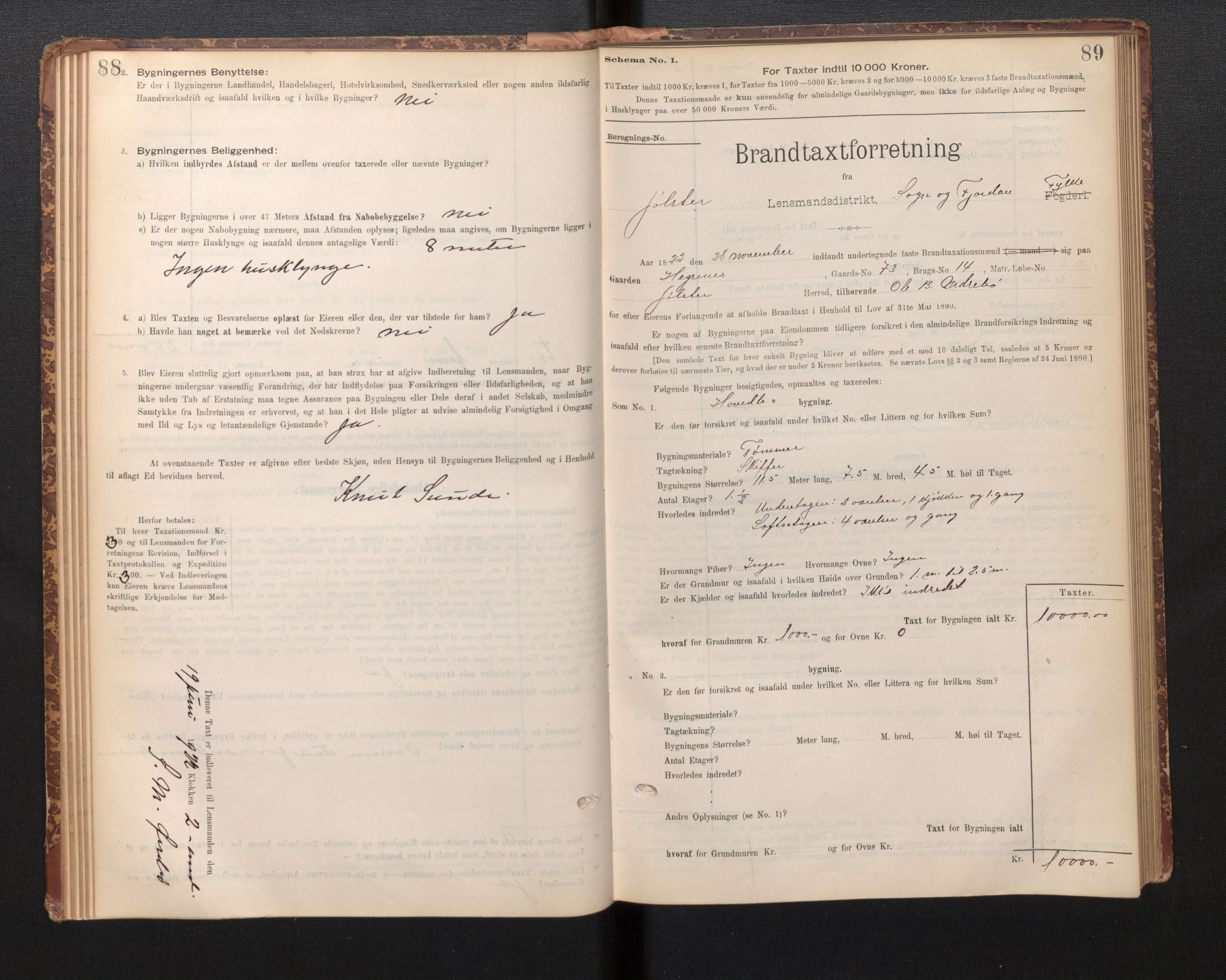 Lensmannen i Jølster, SAB/A-28701/0012/L0004: Branntakstprotokoll, skjematakst, 1895-1923, p. 88-89