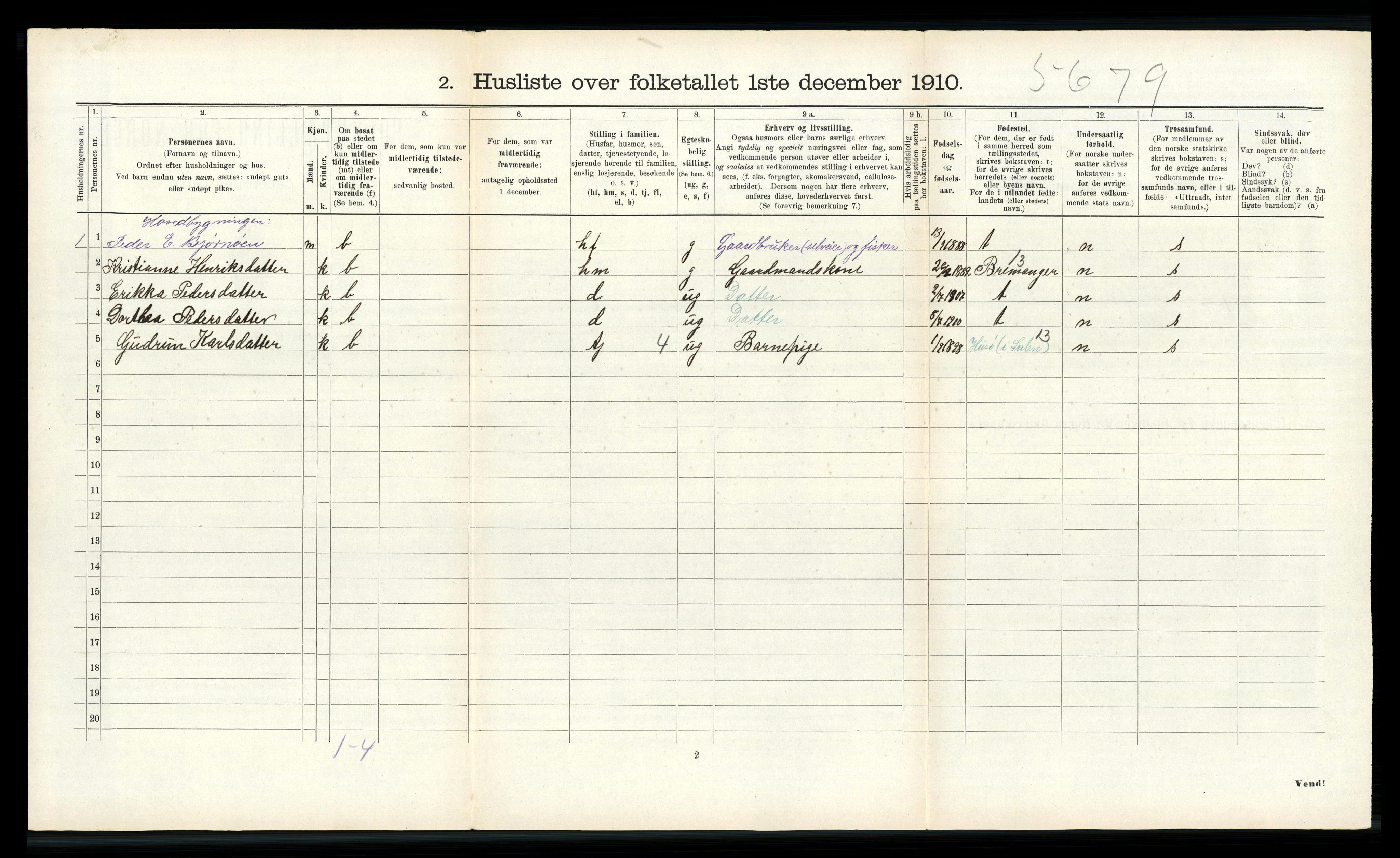 RA, 1910 census for Davik, 1910, p. 813