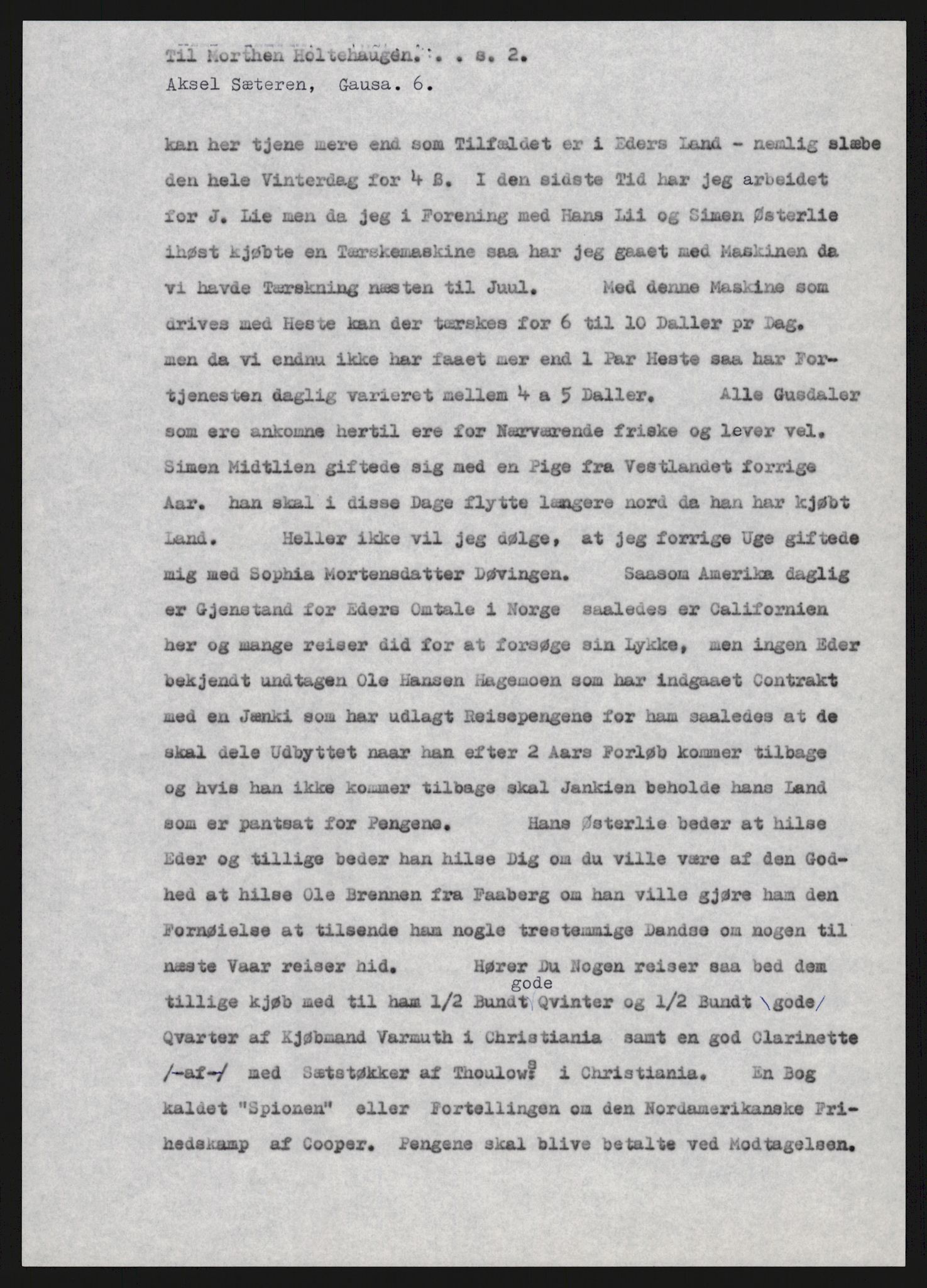 Samlinger til kildeutgivelse, Amerikabrevene, AV/RA-EA-4057/F/L0015: Innlån fra Oppland: Sæteren - Vigerust, 1838-1914, p. 45