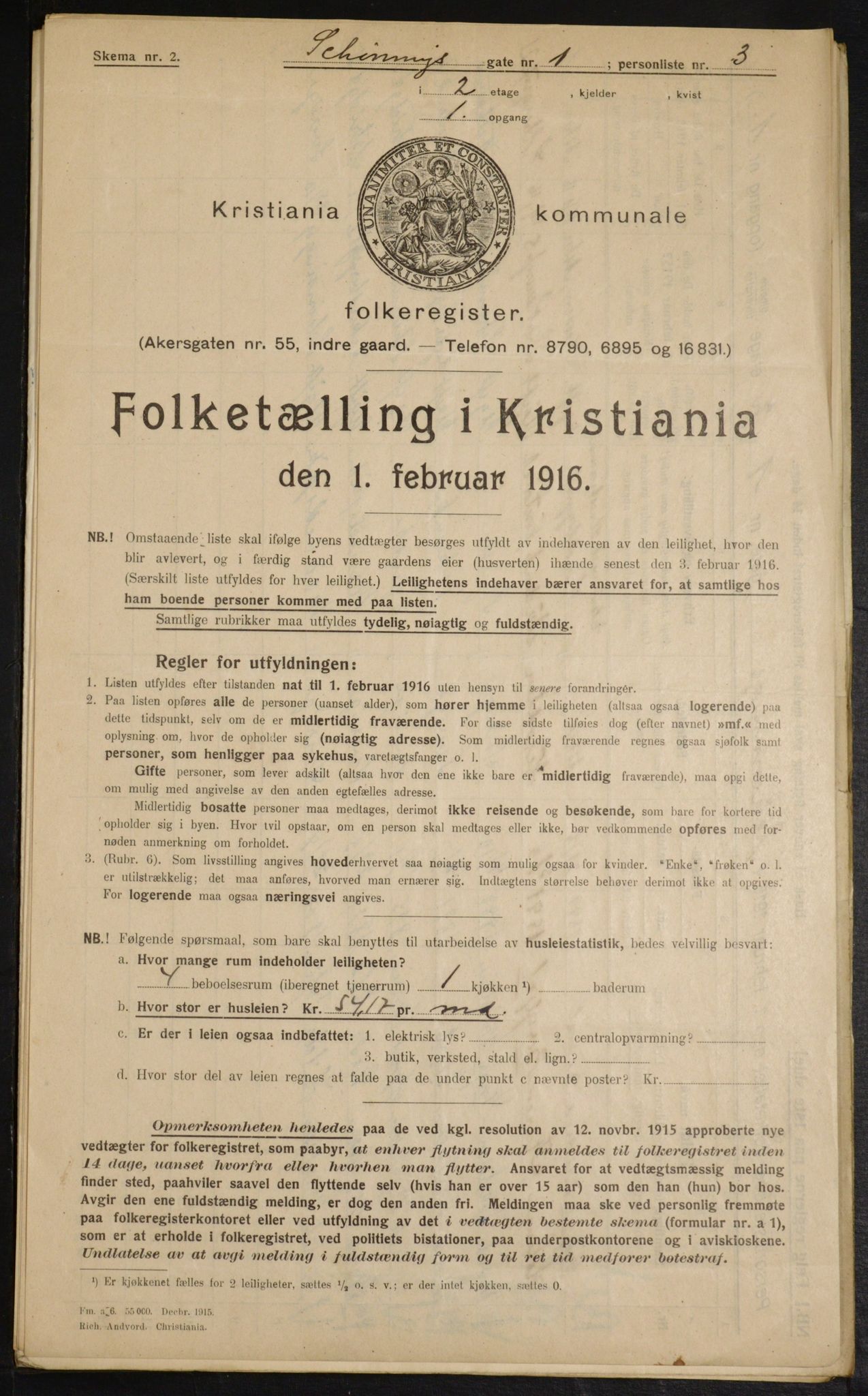 OBA, Municipal Census 1916 for Kristiania, 1916, p. 95617