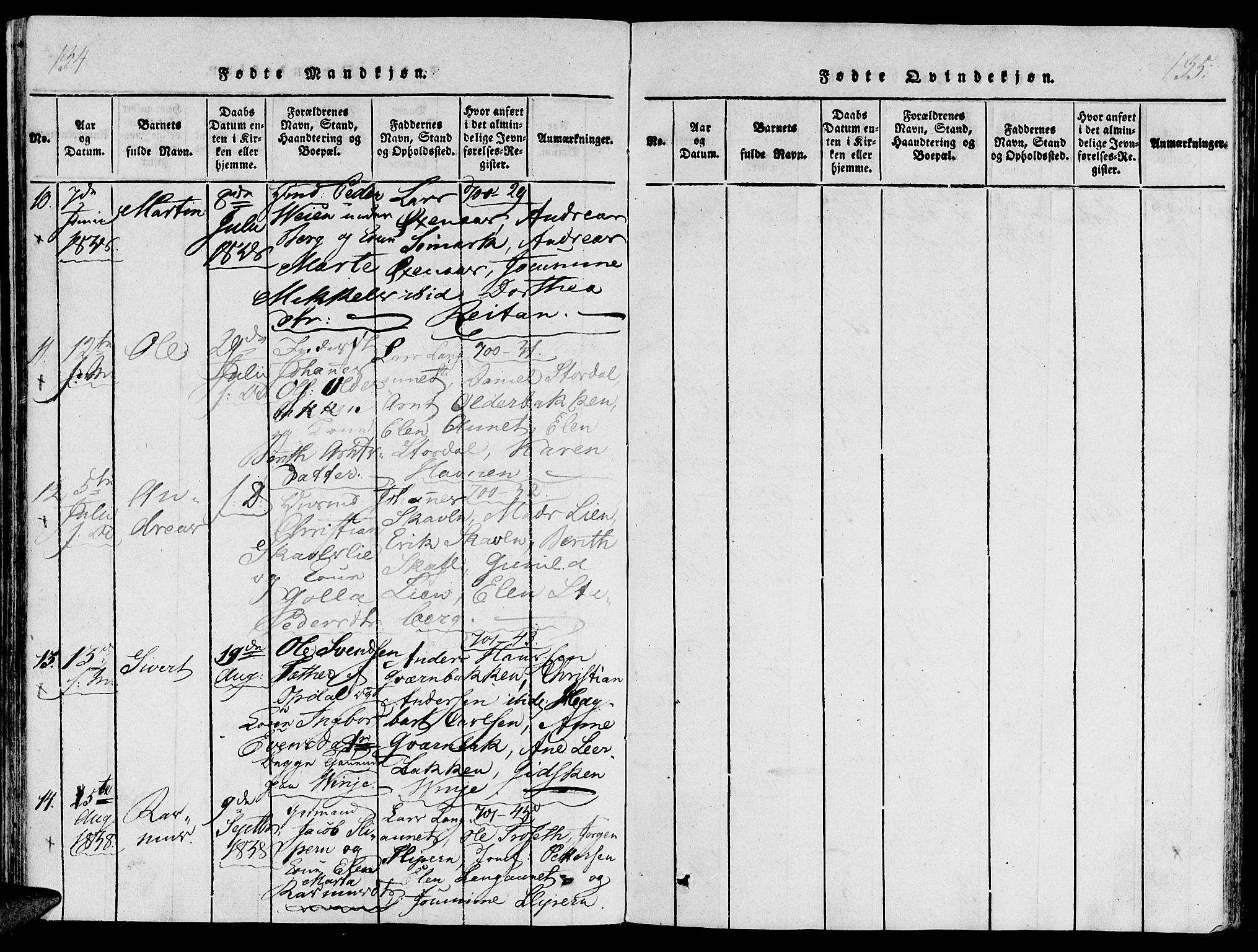 Ministerialprotokoller, klokkerbøker og fødselsregistre - Nord-Trøndelag, SAT/A-1458/733/L0322: Parish register (official) no. 733A01, 1817-1842, p. 134-135