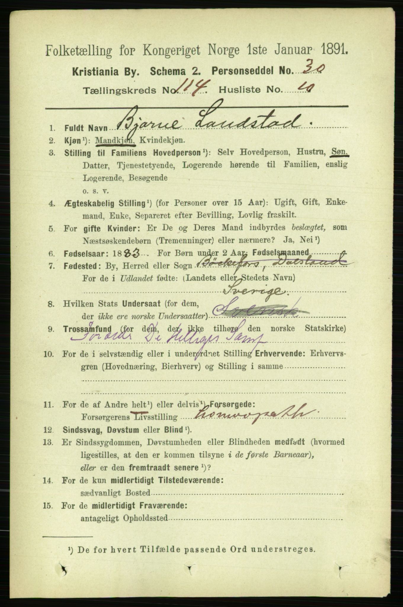 RA, 1891 census for 0301 Kristiania, 1891, p. 61057