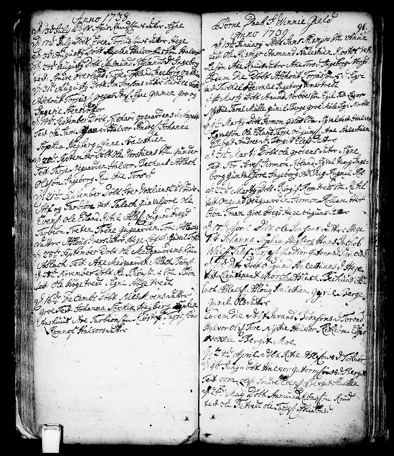 Vinje kirkebøker, SAKO/A-312/F/Fa/L0001: Parish register (official) no. I 1, 1717-1766, p. 90