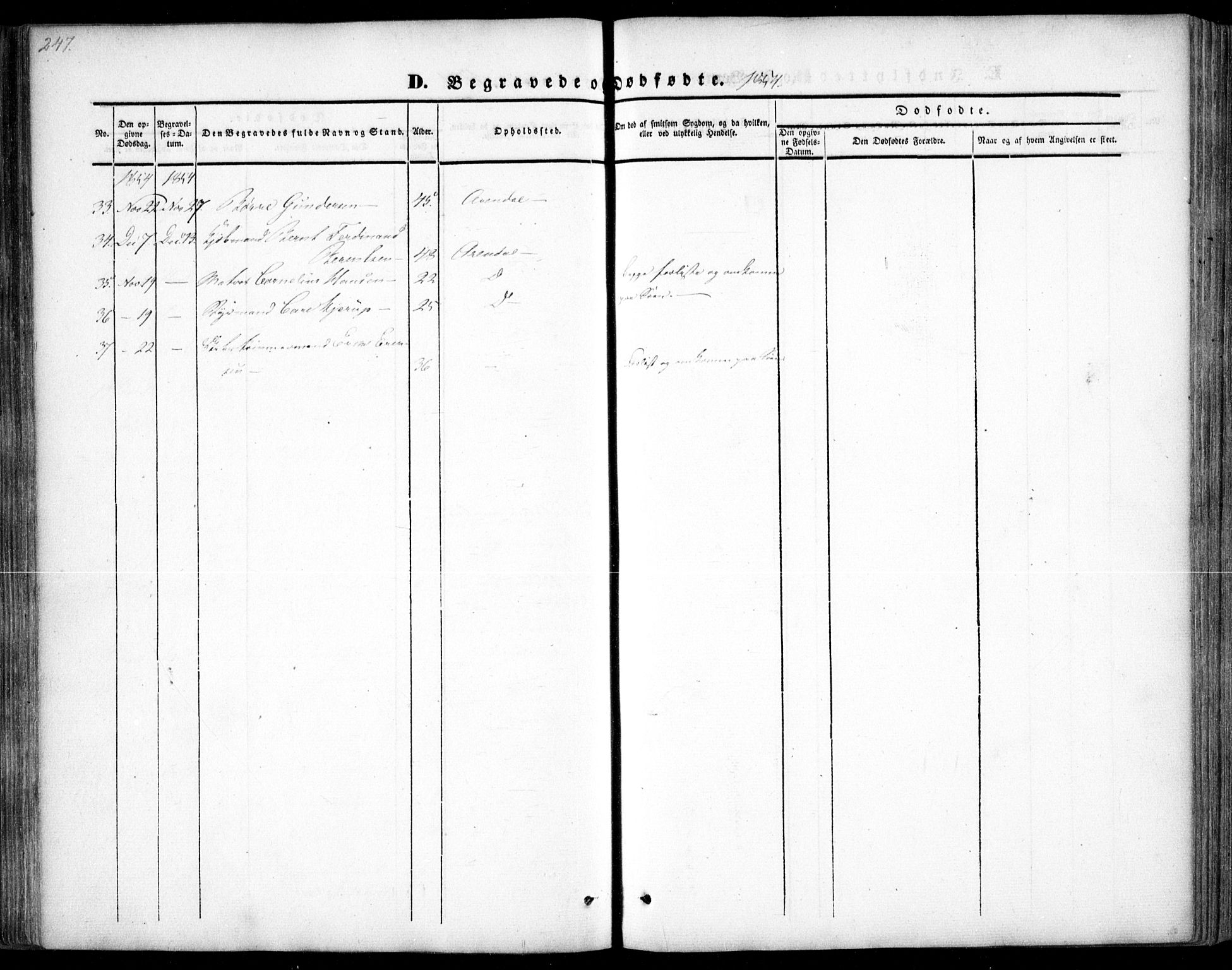 Arendal sokneprestkontor, Trefoldighet, SAK/1111-0040/F/Fa/L0005: Parish register (official) no. A 5, 1838-1854, p. 247