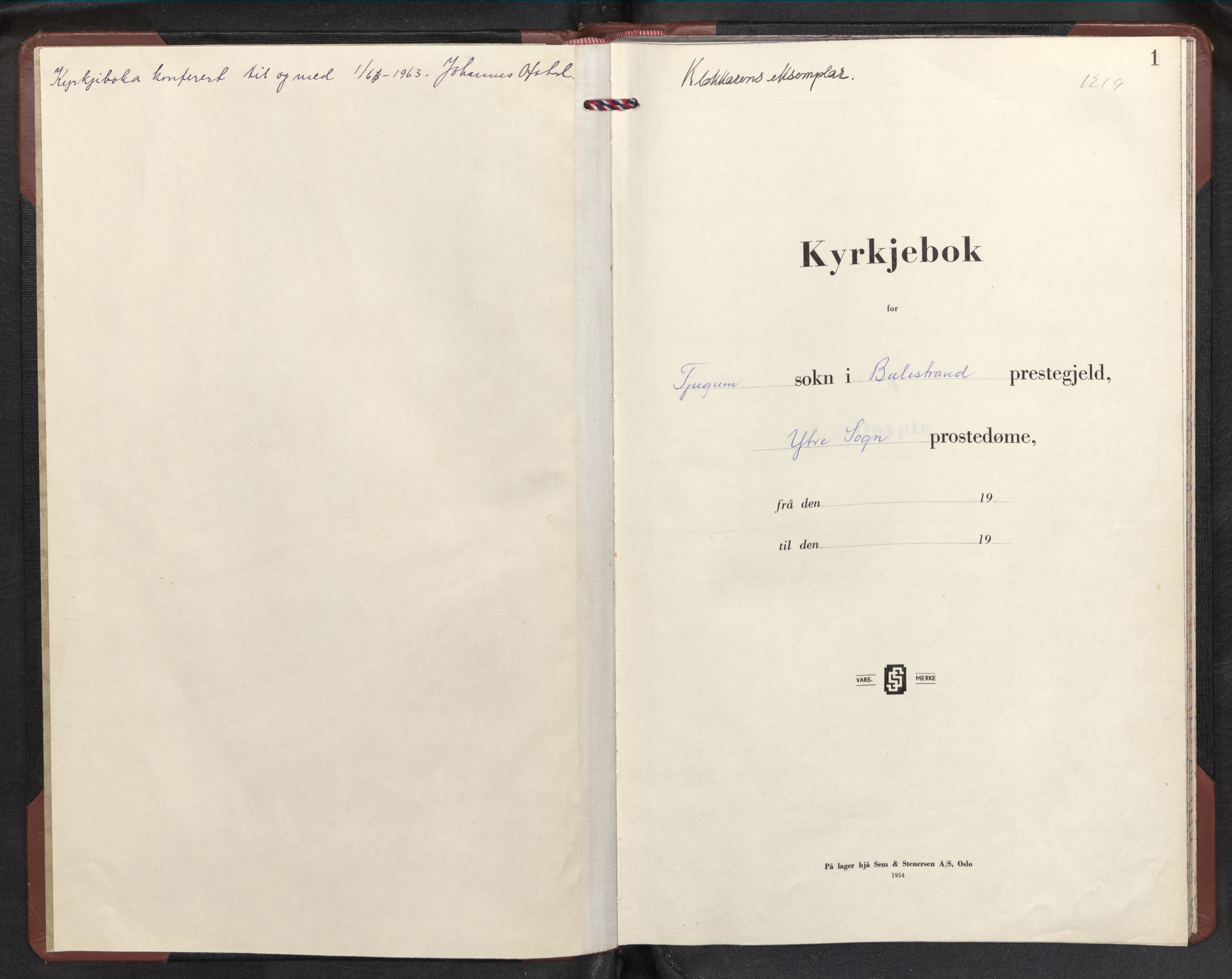Balestrand sokneprestembete, SAB/A-79601/H/Hab/Haba/L0004: Parish register (copy) no. A 4, 1956-1969, p. 0b-1a