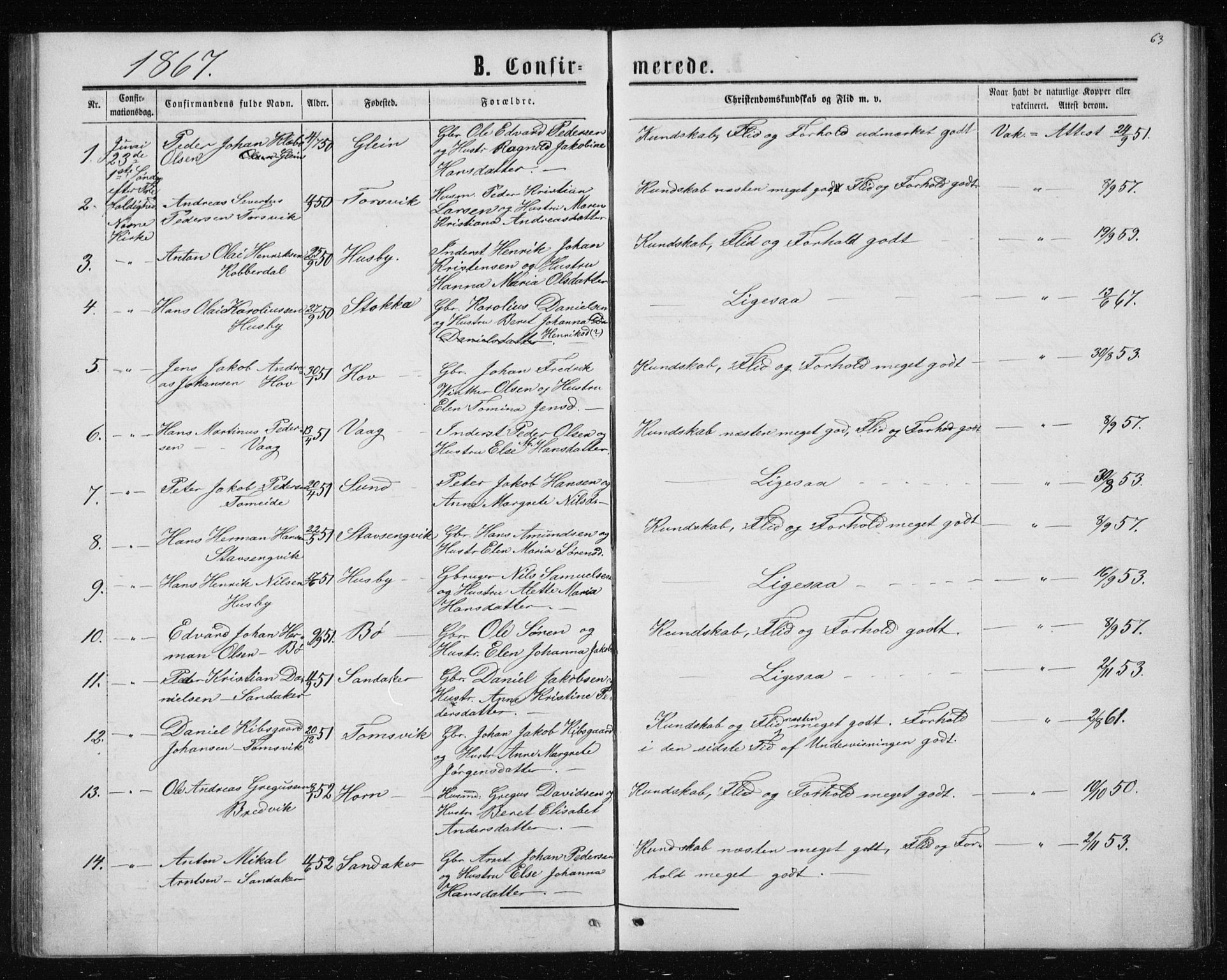 Ministerialprotokoller, klokkerbøker og fødselsregistre - Nordland, SAT/A-1459/835/L0531: Parish register (copy) no. 835C03, 1865-1877, p. 63