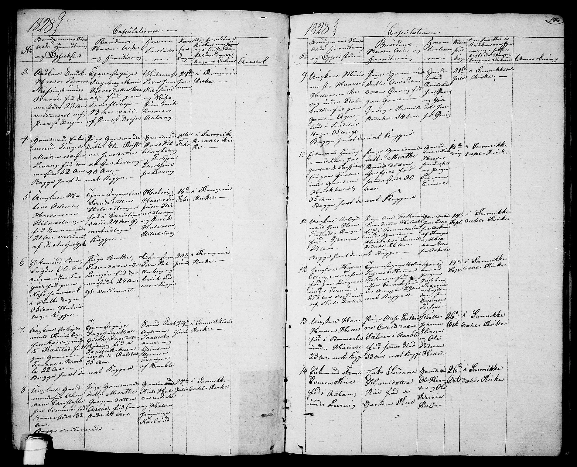 Sannidal kirkebøker, SAKO/A-296/F/Fa/L0005: Parish register (official) no. 5, 1823-1830, p. 166