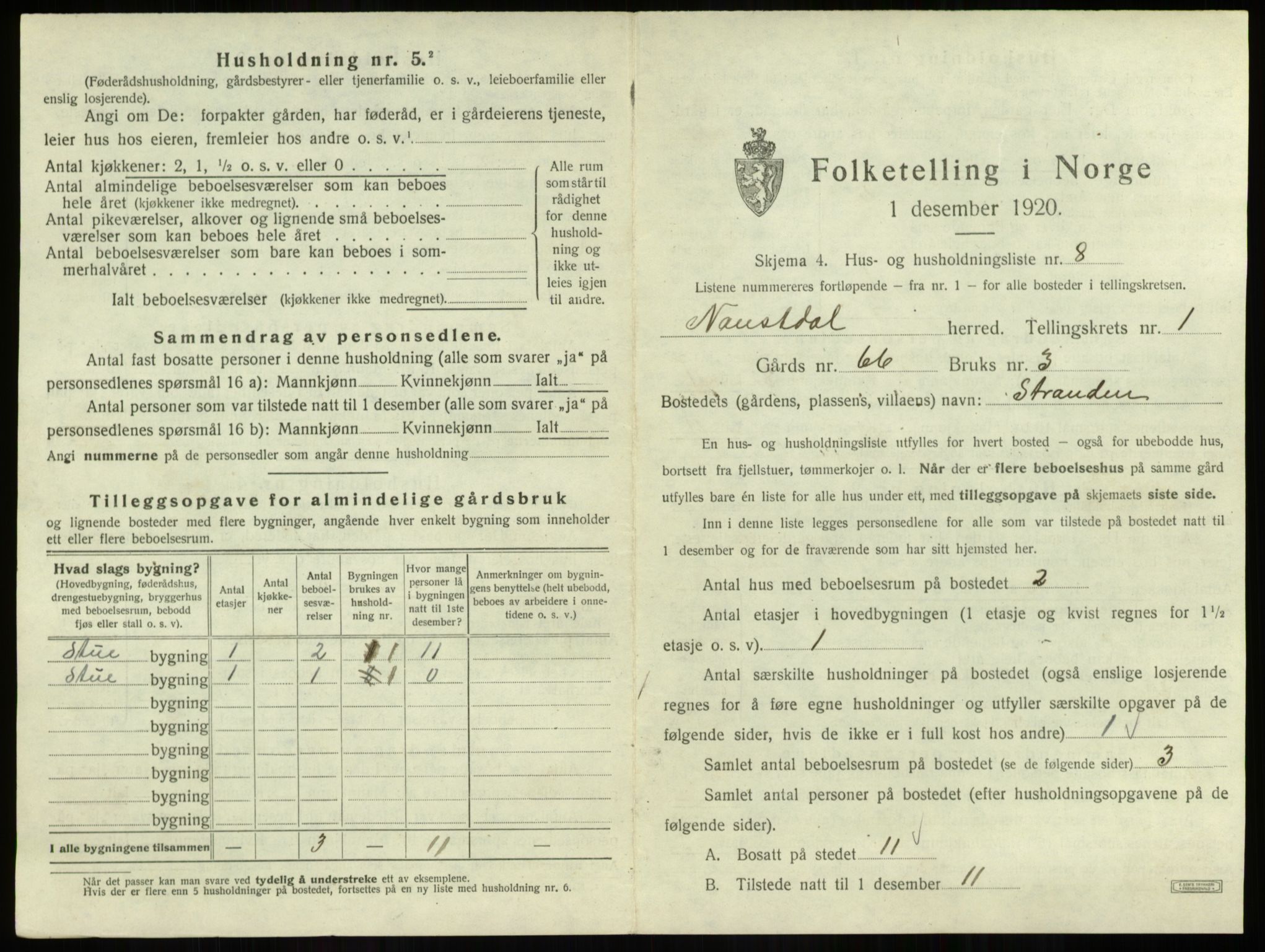 SAB, 1920 census for Naustdal, 1920, p. 17