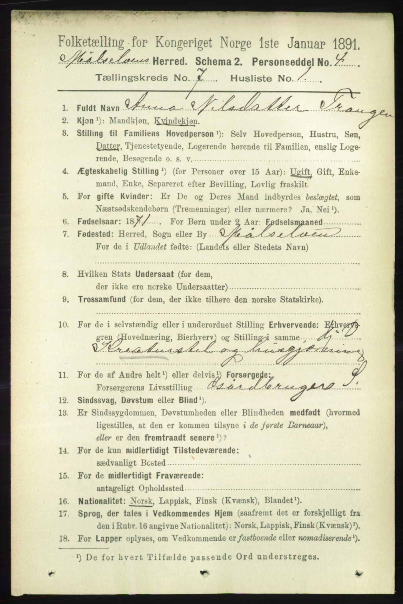 RA, 1891 census for 1924 Målselv, 1891, p. 2216