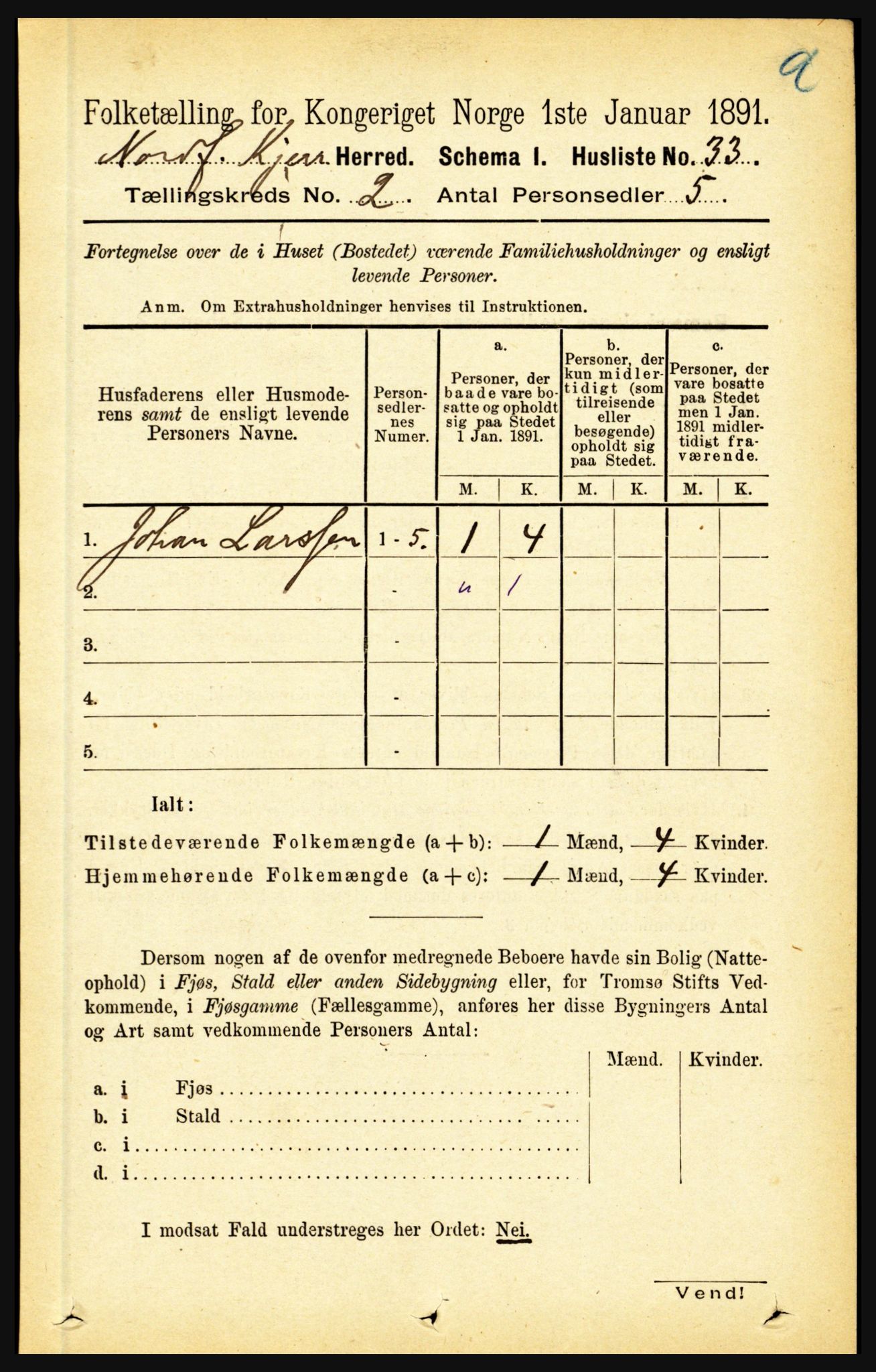 RA, 1891 census for 1846 Nordfold-Kjerringøy, 1891, p. 421