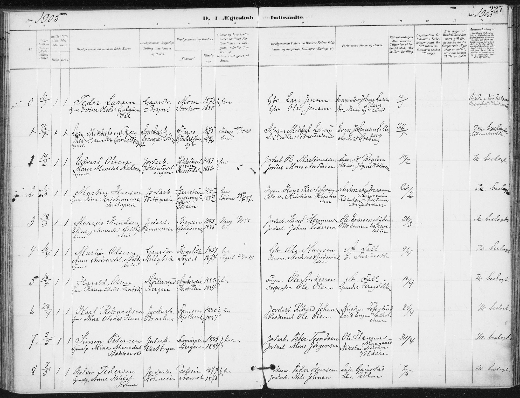 Romedal prestekontor, AV/SAH-PREST-004/K/L0011: Parish register (official) no. 11, 1896-1912, p. 227