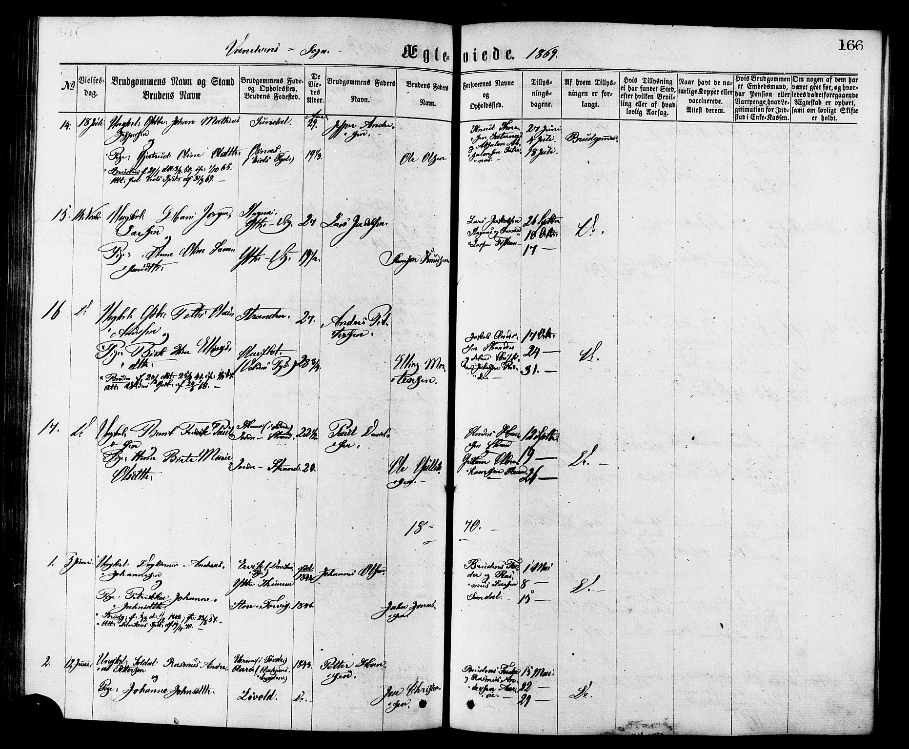 Ministerialprotokoller, klokkerbøker og fødselsregistre - Møre og Romsdal, AV/SAT-A-1454/501/L0007: Parish register (official) no. 501A07, 1868-1884, p. 166