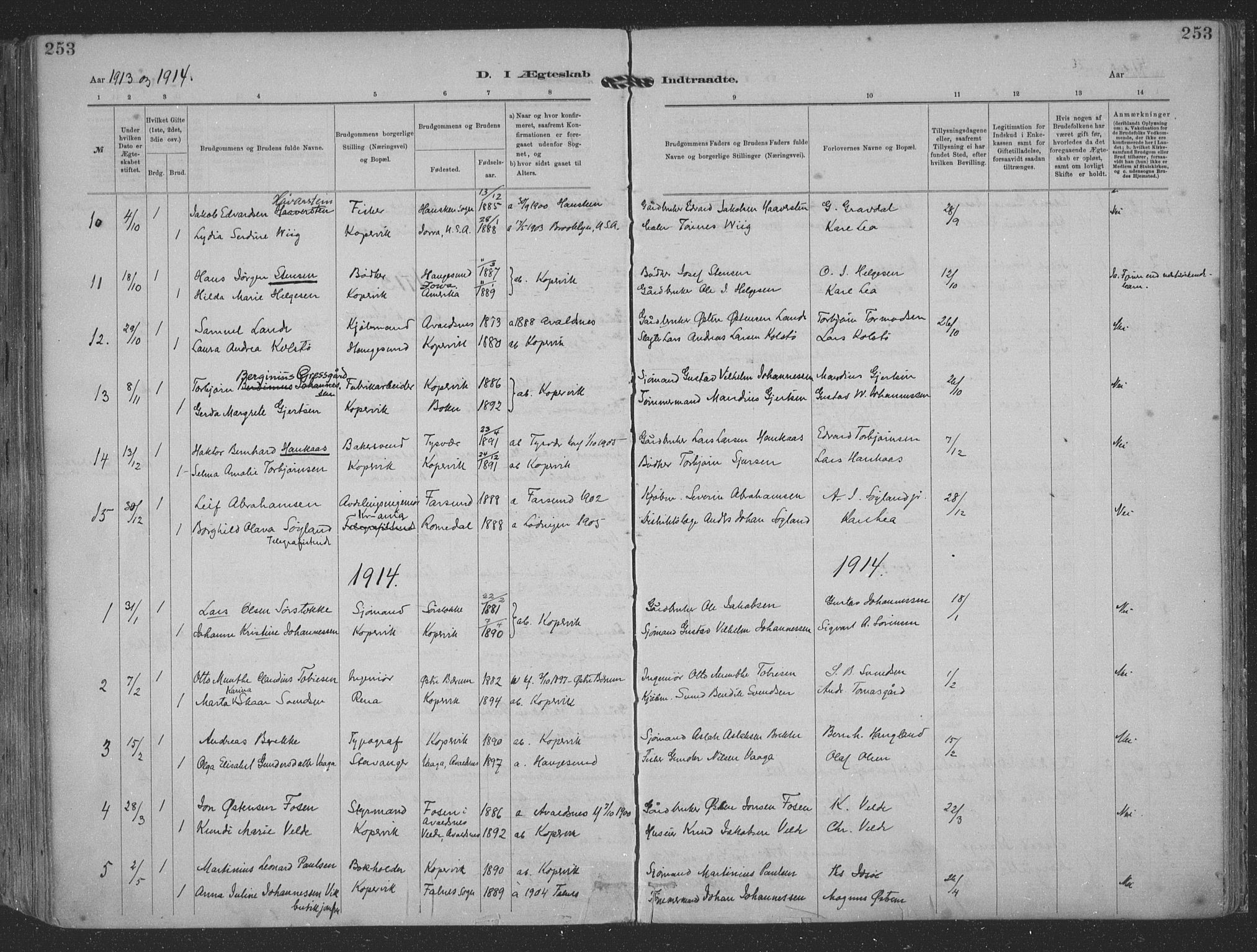 Kopervik sokneprestkontor, AV/SAST-A-101850/H/Ha/Haa/L0001: Parish register (official) no. A 1, 1880-1919, p. 253