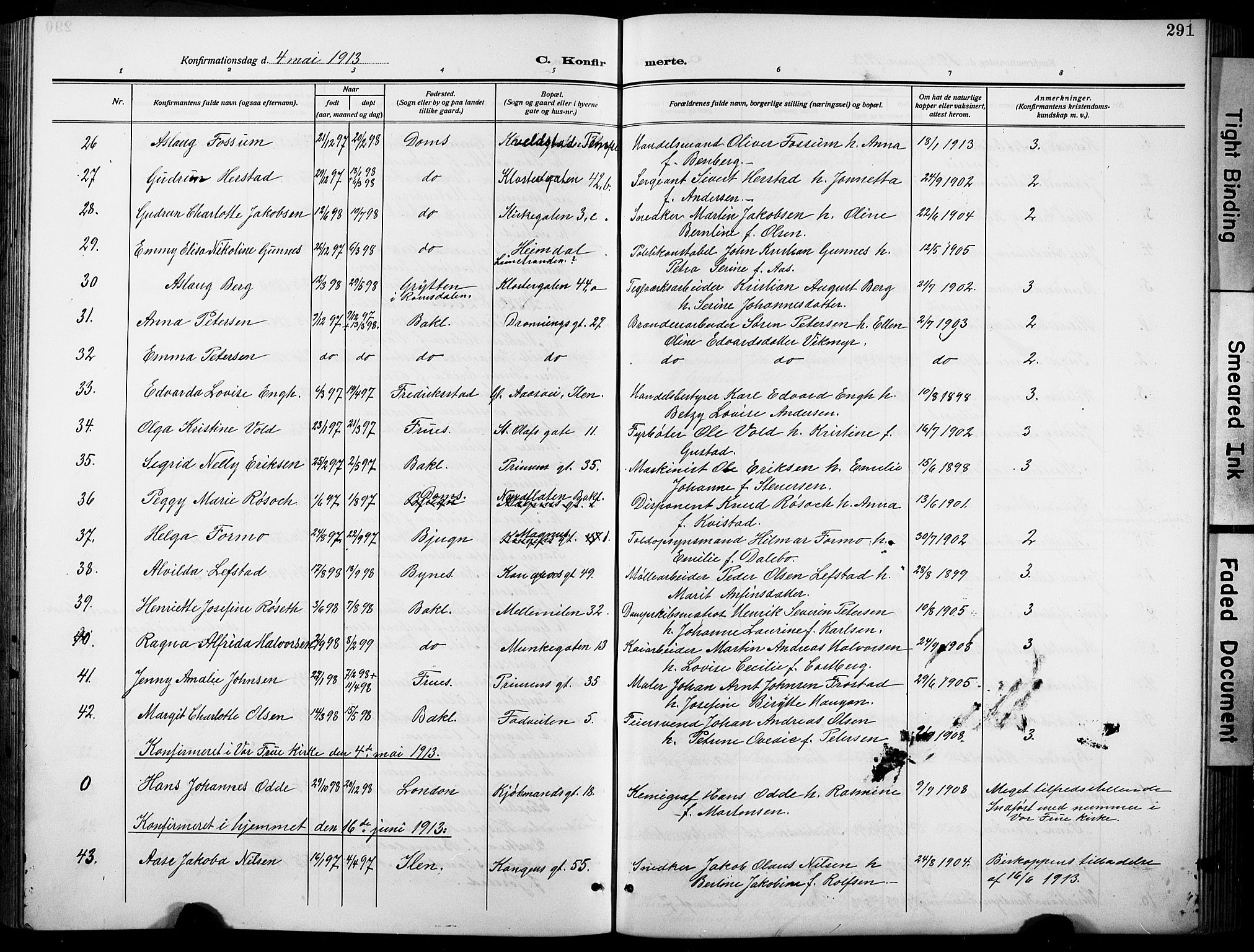 Ministerialprotokoller, klokkerbøker og fødselsregistre - Sør-Trøndelag, SAT/A-1456/601/L0096: Parish register (copy) no. 601C14, 1911-1931, p. 291