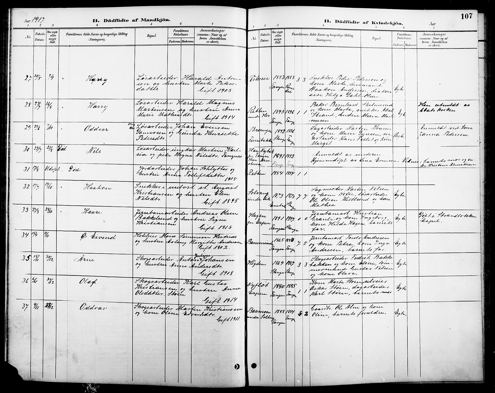 Stange prestekontor, AV/SAH-PREST-002/L/L0011: Parish register (copy) no. 11, 1895-1917, p. 107