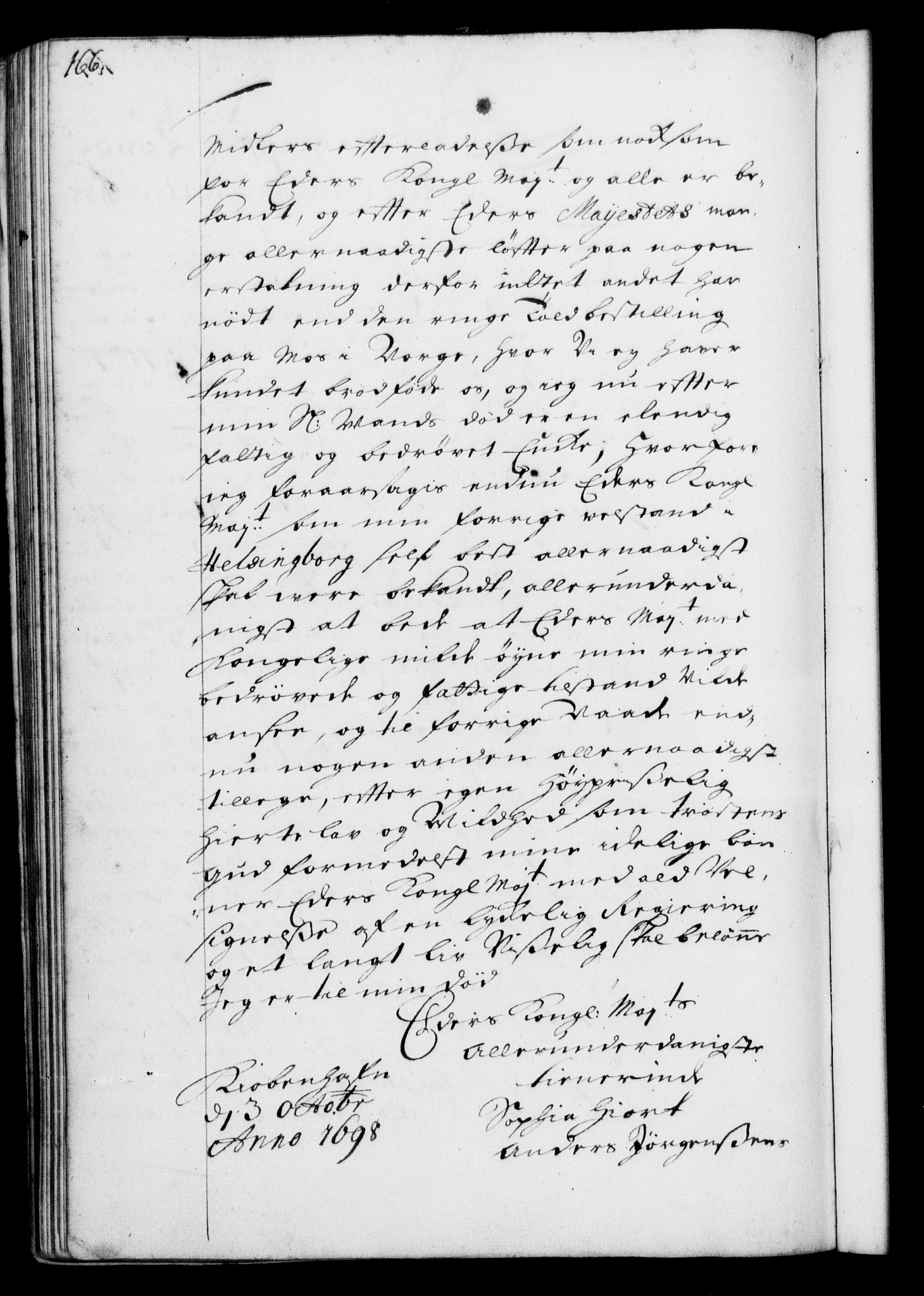 Rentekammeret, Kammerkanselliet, RA/EA-3111/G/Gf/Gfa/L0001: Resolusjonsprotokoll med register (merket RK 52.1), 1695-1706, p. 166