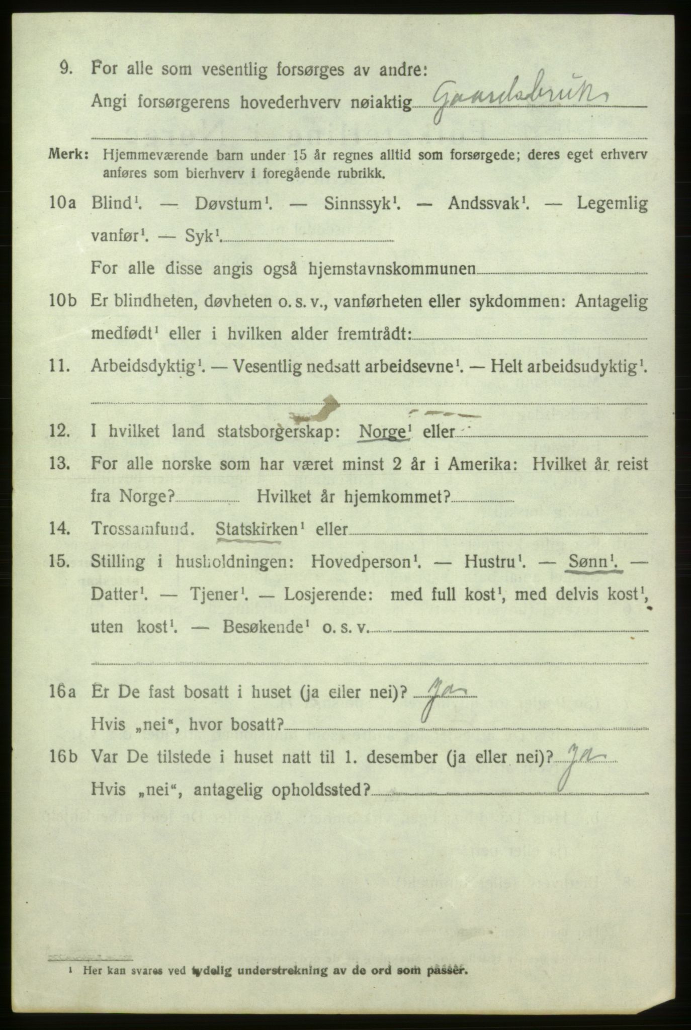 SAB, 1920 census for Ølen, 1920, p. 2326