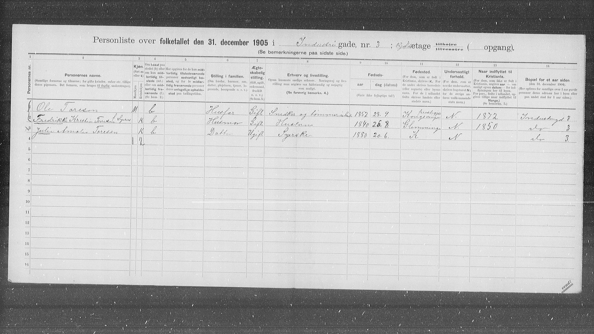 OBA, Municipal Census 1905 for Kristiania, 1905, p. 22748