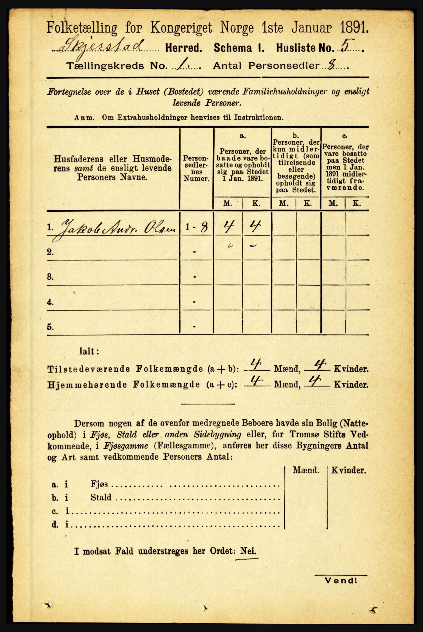 RA, 1891 census for 1842 Skjerstad, 1891, p. 38