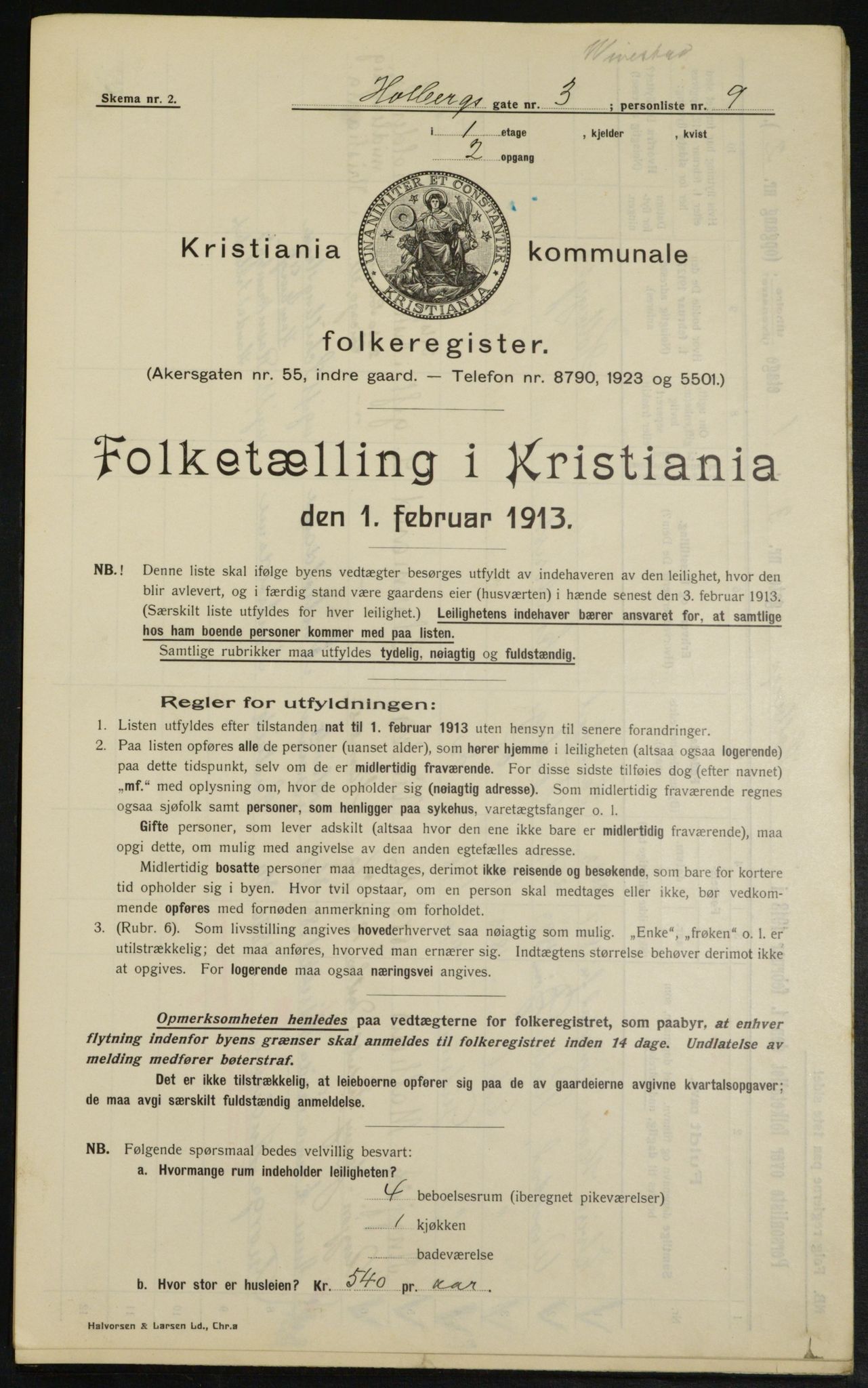 OBA, Municipal Census 1913 for Kristiania, 1913, p. 40082