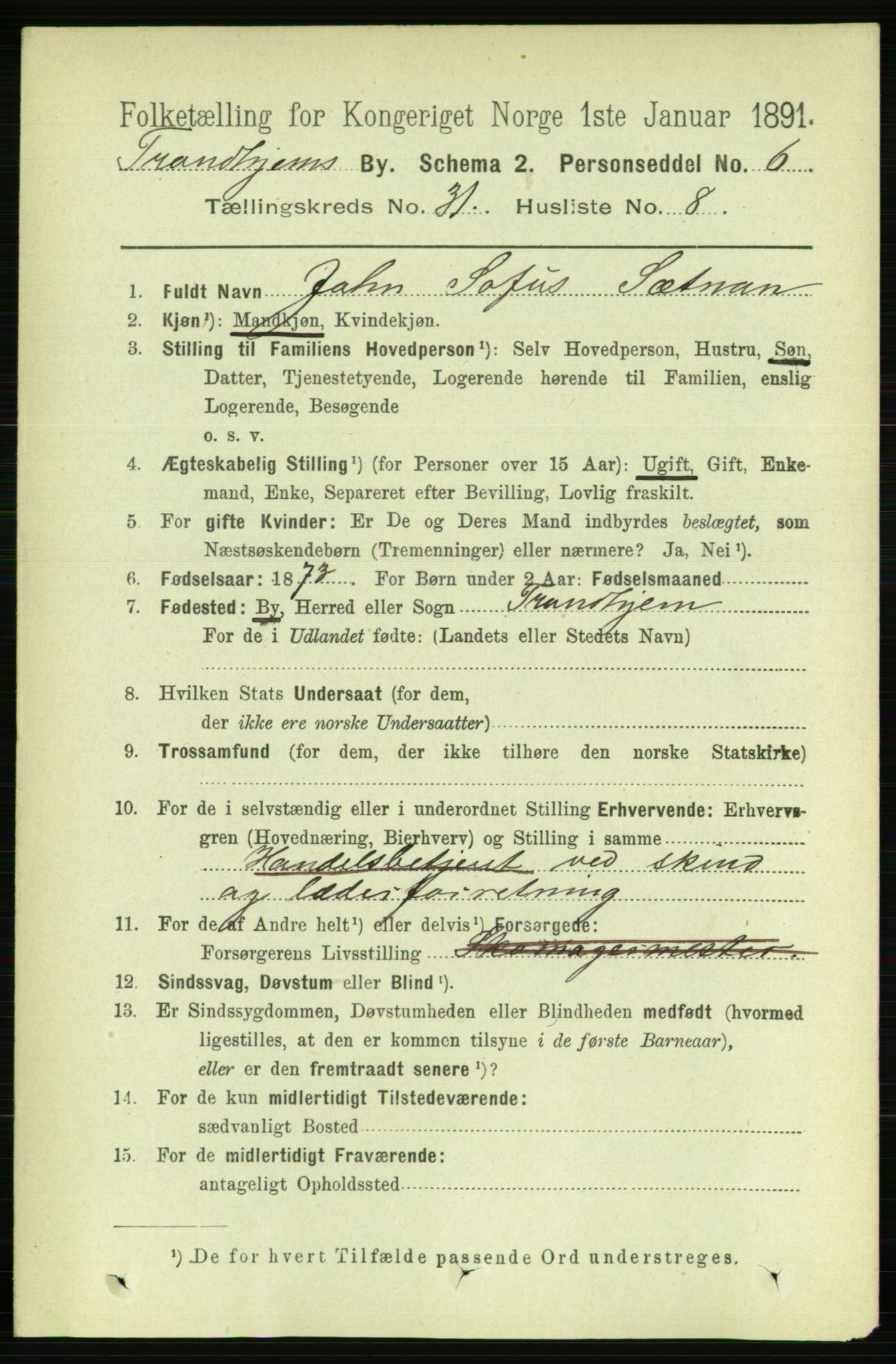 RA, 1891 census for 1601 Trondheim, 1891, p. 23278