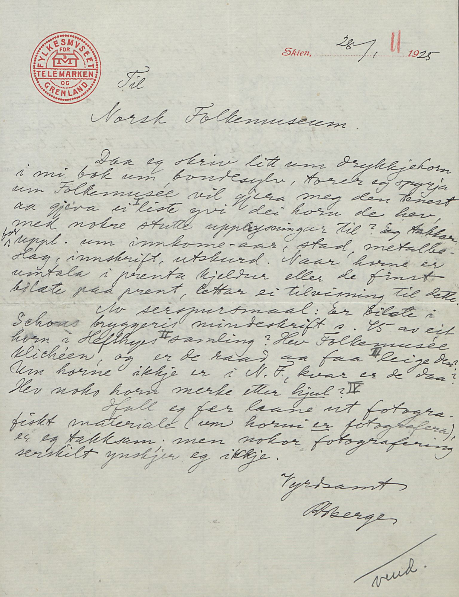 Rikard Berge, TEMU/TGM-A-1003/F/L0016/0023: 529-550 / 550 Slekt- og personalhistorie, om drikkehorn og eventuelt andre gjenstander, 1916-1926, p. 11