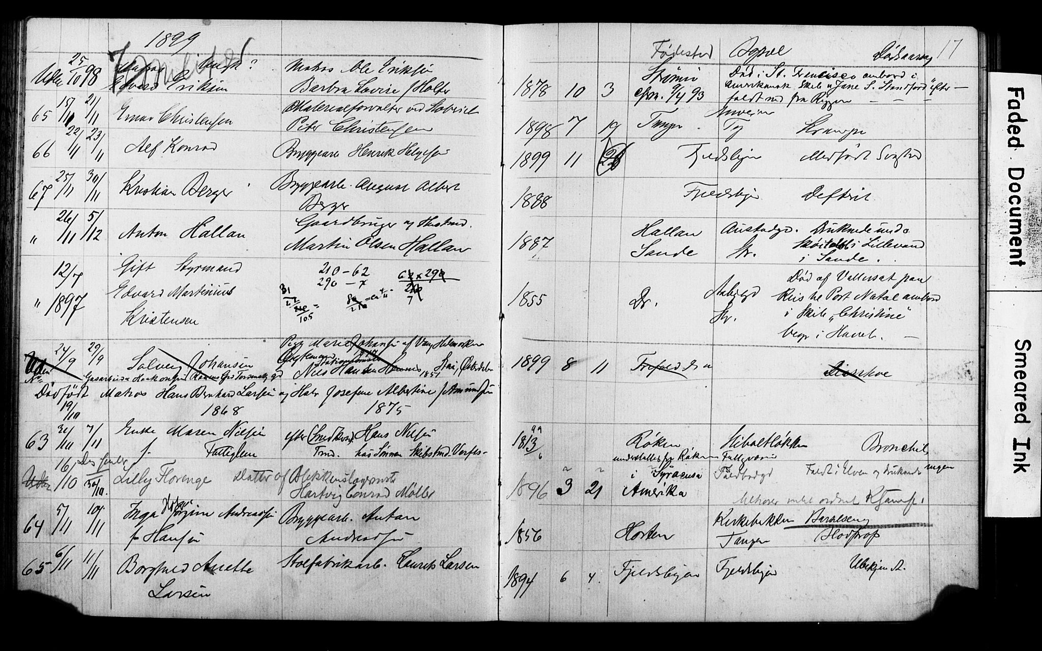 Strømsø kirkebøker, AV/SAKO-A-246/Y/Ya/L0005: Parish register draft no. I 5, 1897-1903, p. 17