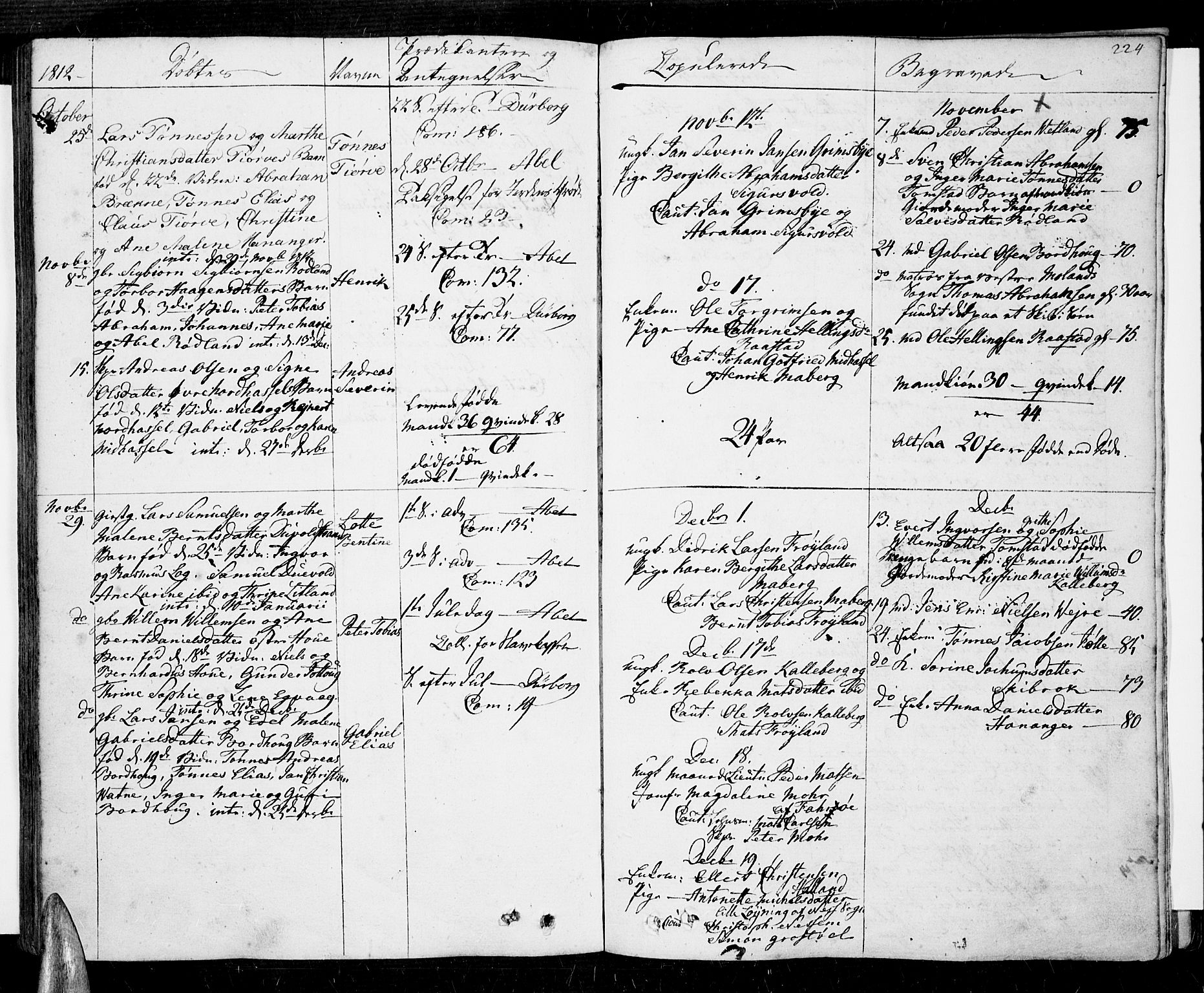 Lista sokneprestkontor, SAK/1111-0027/F/Fa/L0005: Parish register (official) no. A 5, 1795-1823, p. 224