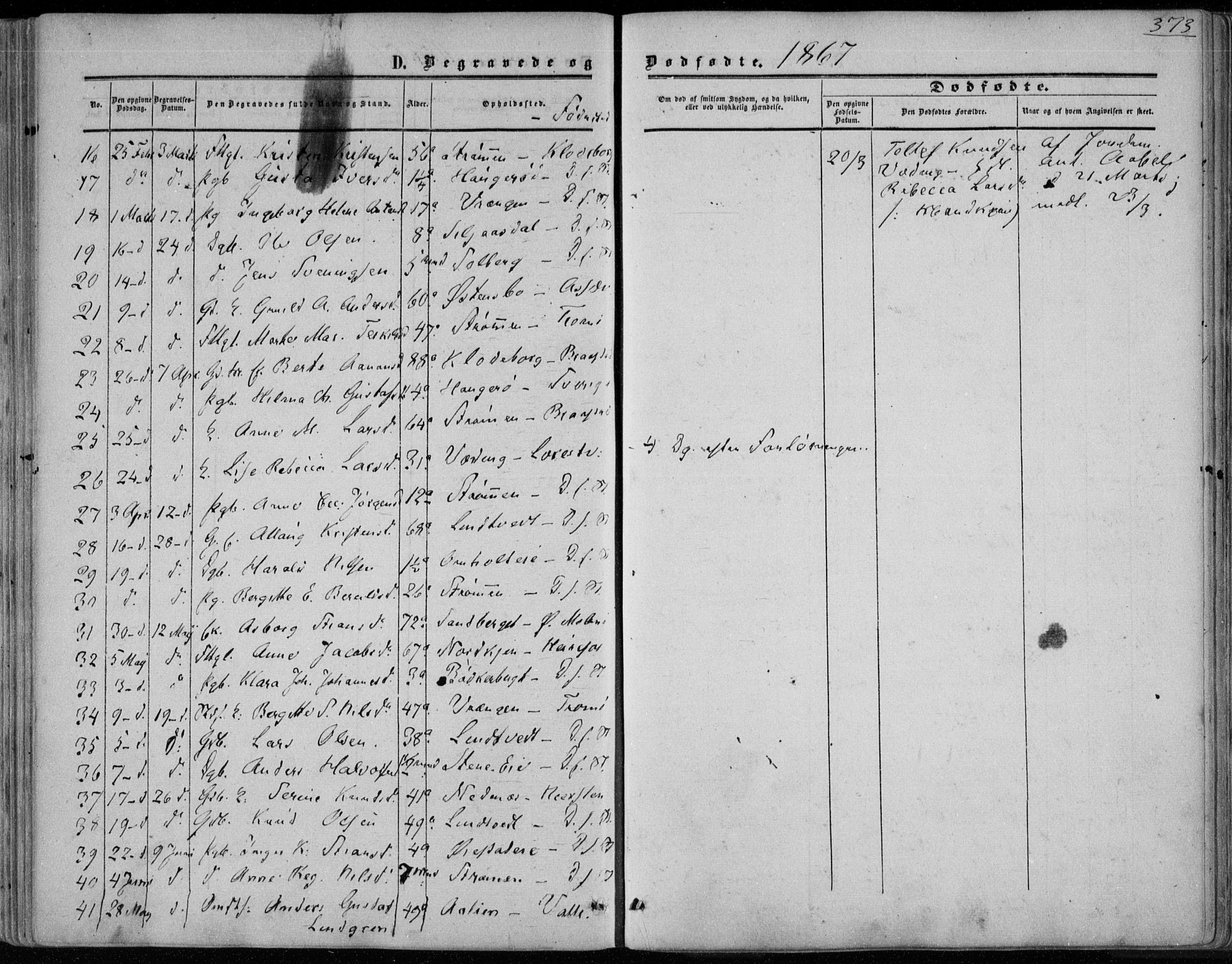 Øyestad sokneprestkontor, AV/SAK-1111-0049/F/Fa/L0015: Parish register (official) no. A 15, 1857-1873, p. 373