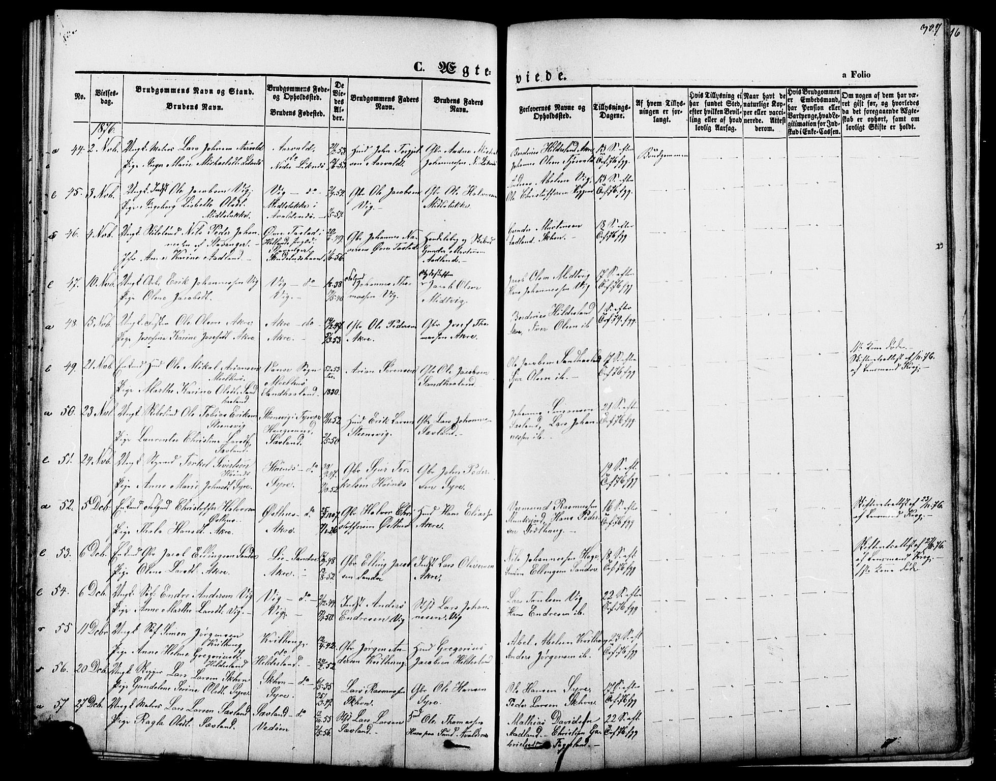 Skudenes sokneprestkontor, SAST/A -101849/H/Ha/Haa/L0006: Parish register (official) no. A 4, 1864-1881, p. 307