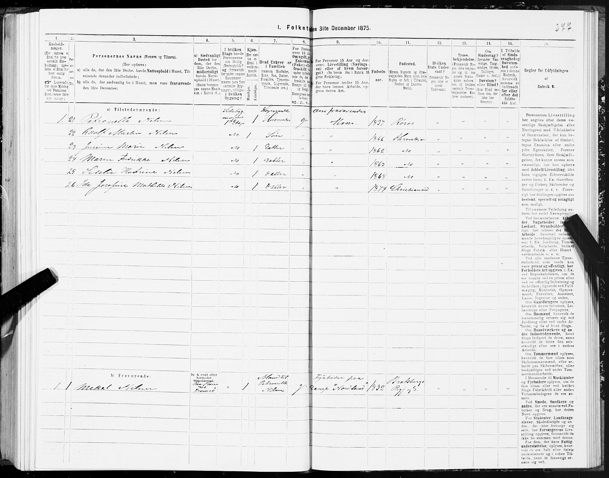 SAT, 1875 census for 1601 Trondheim, 1875, p. 9277