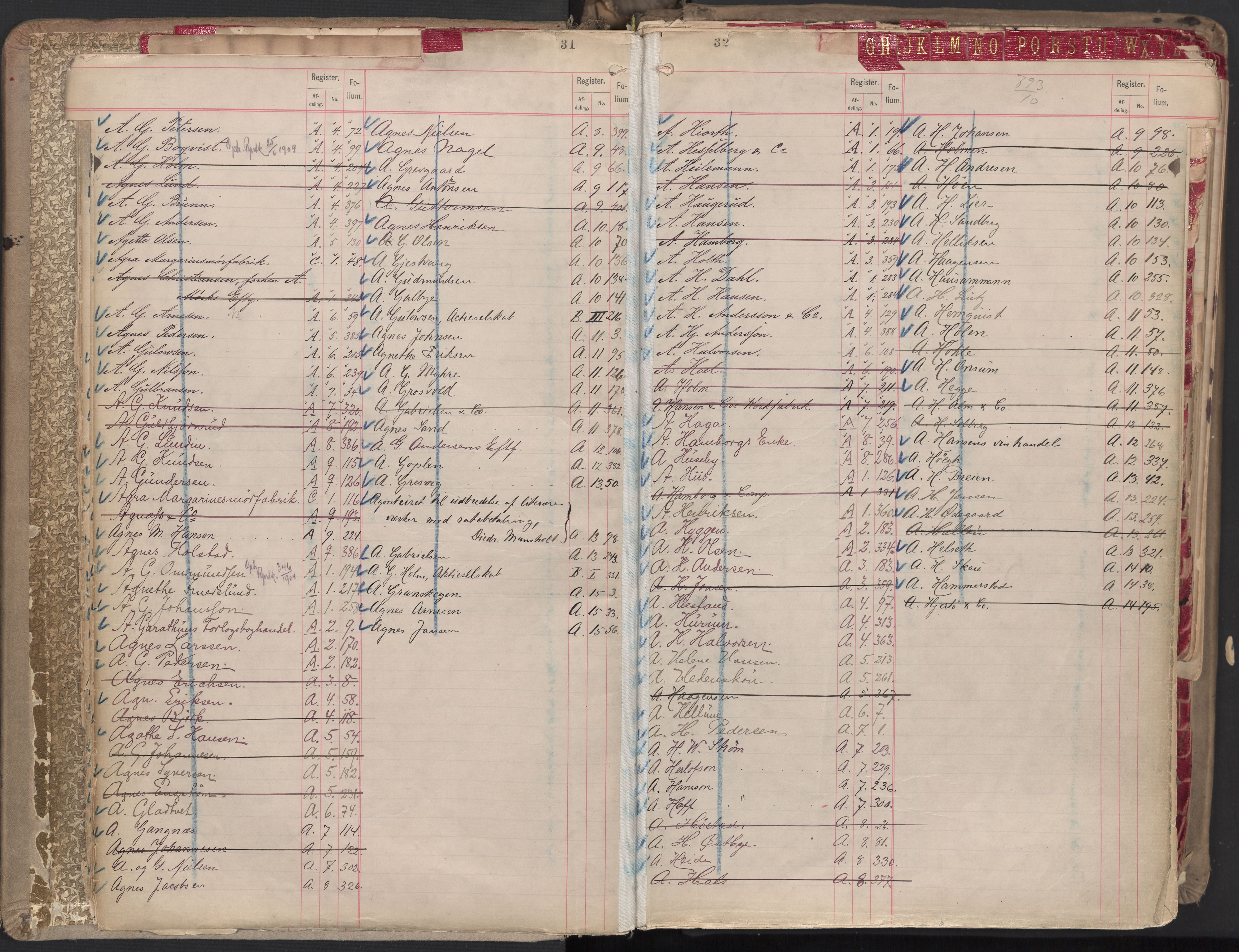 Oslo byfogd avd. II, AV/SAO-A-10942/G/Ga/Gaa/L0001: Firmaregister: A 1-15, B 1-4, C 1, 1890, p. 31-32