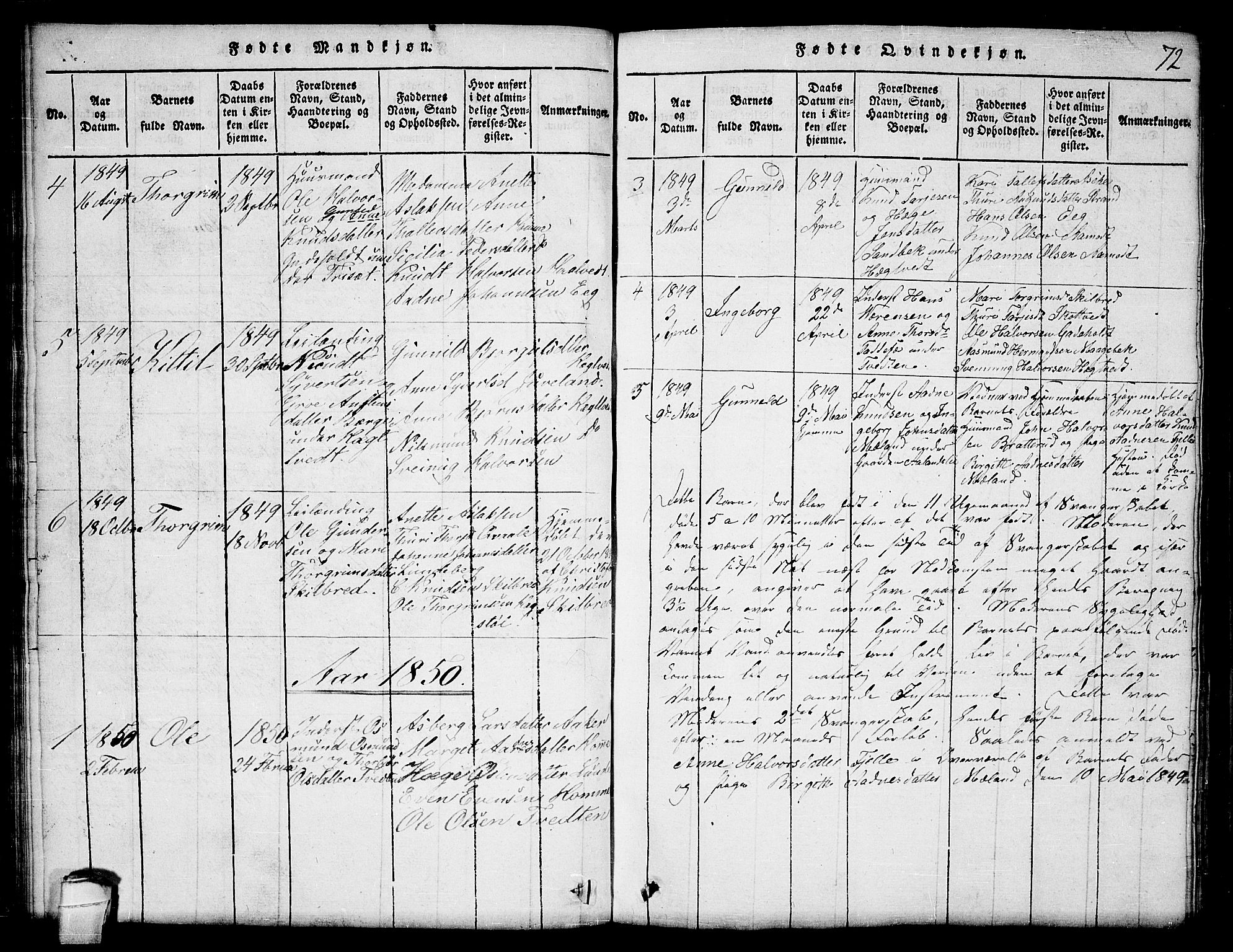 Lårdal kirkebøker, SAKO/A-284/G/Ga/L0001: Parish register (copy) no. I 1, 1815-1861, p. 72